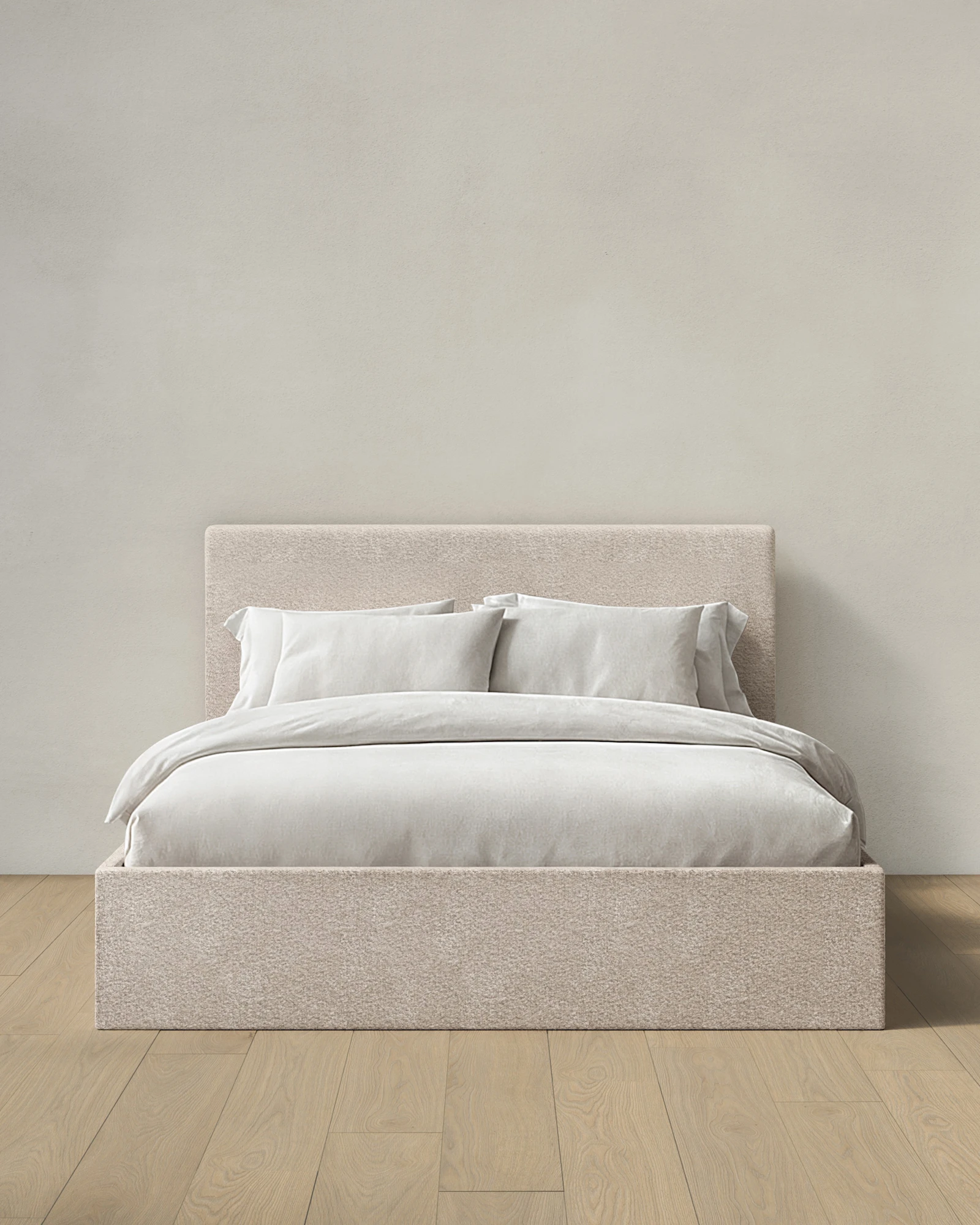 Plush Boucle Square Bed - Low Headboard