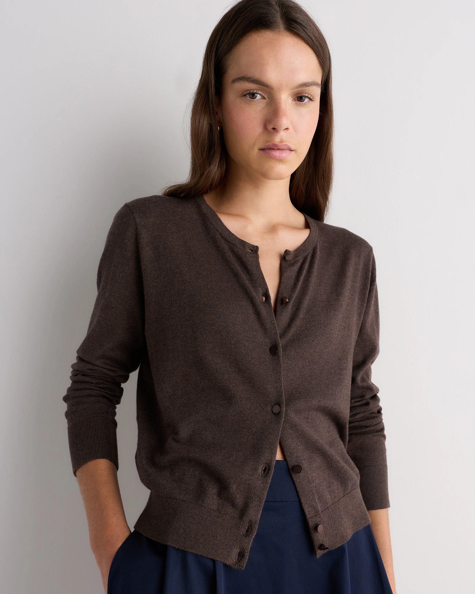 Women's Lightweight Cotton Cashmere Crew Cardigan