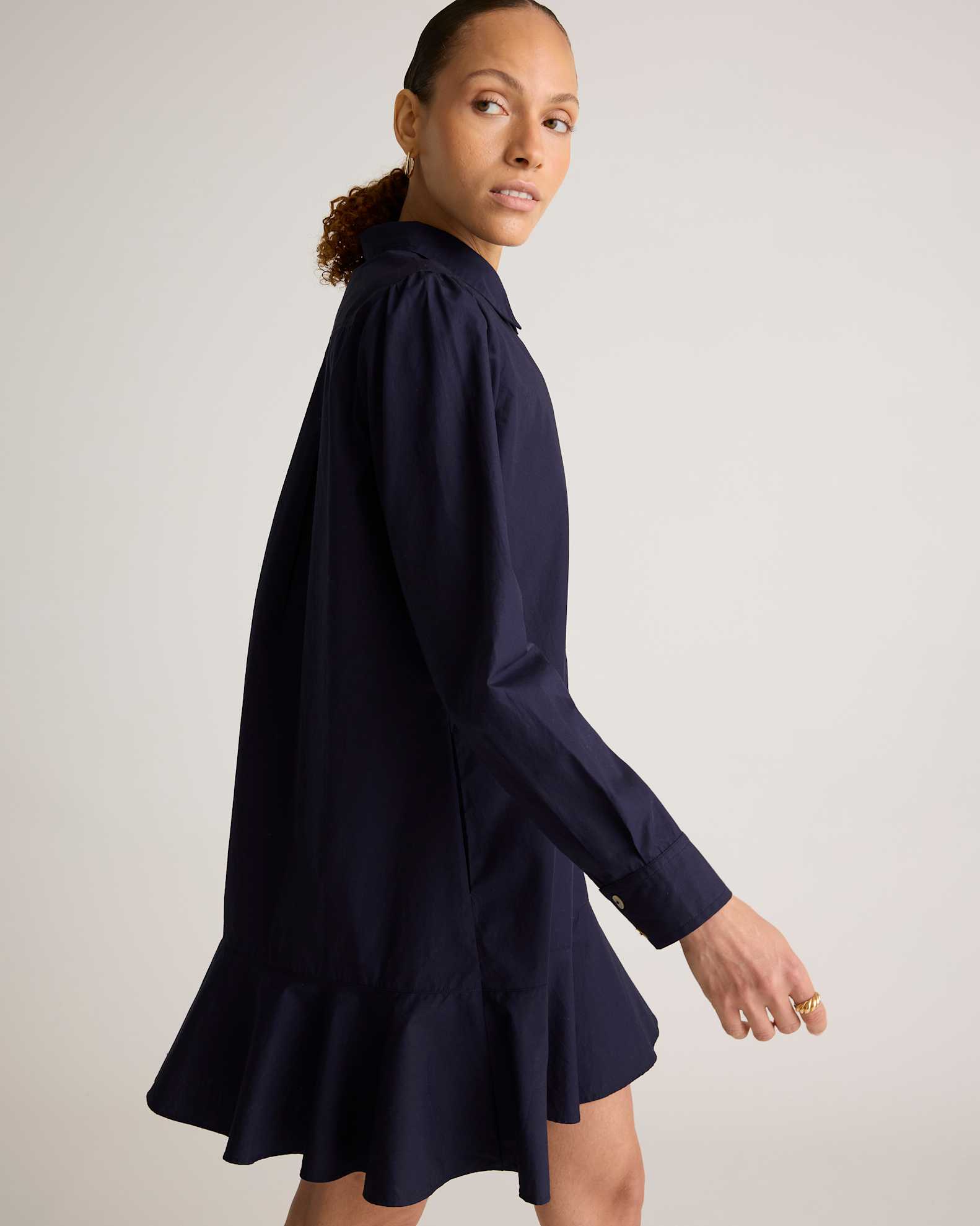 Quince Women's Poplin Drop Waist Shirt Dress, Navy, Size XS, 100% Organic Cotton - Flattering, Breathable & Versatile for Any Occasion Quince Women's Poplin Drop Waist Shirt Dress, Navy, Size XS, 100% Organic Cotton - Flattering, Breathable & Versatile for Any Occasion