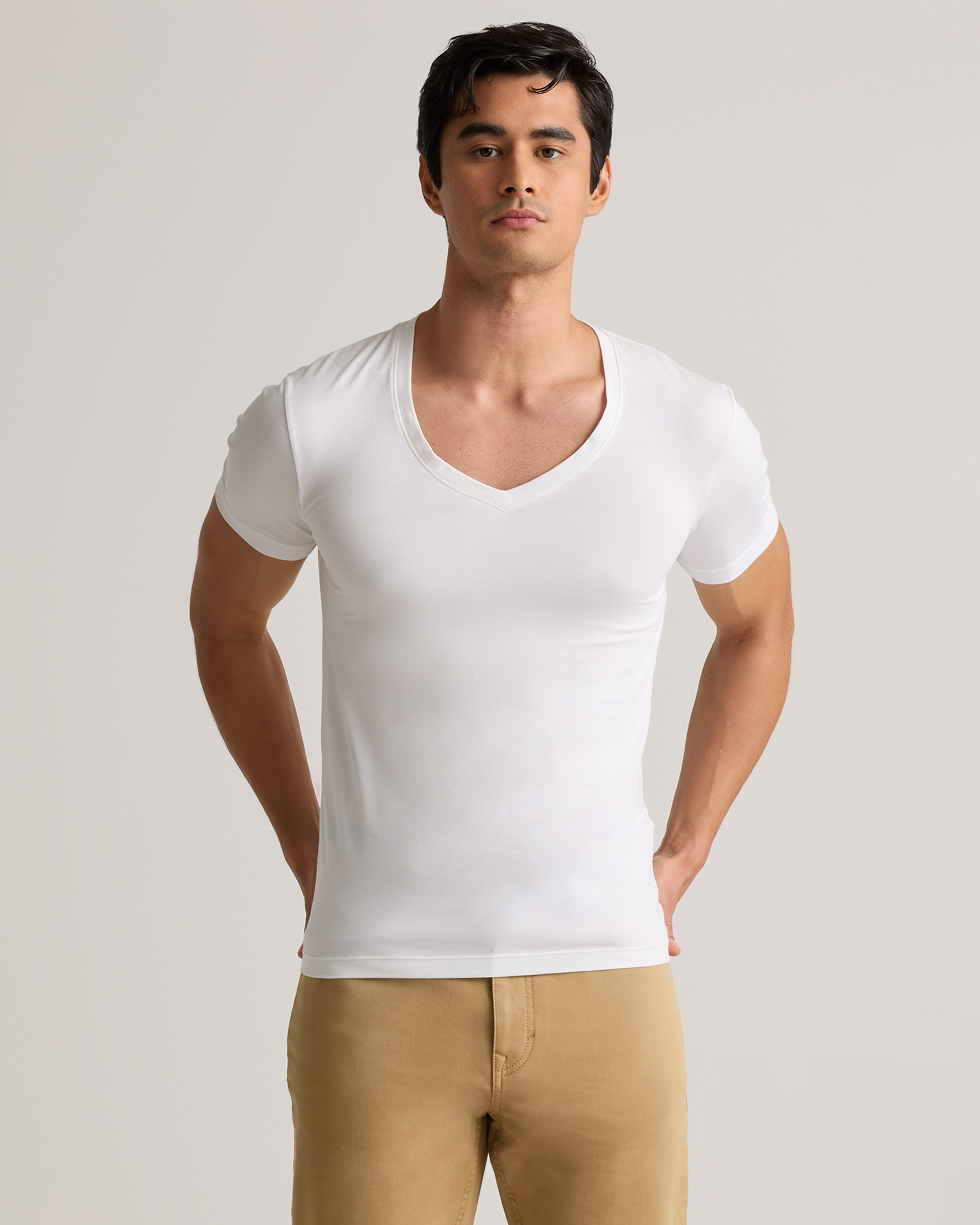 Quince Men's Soft Stretch V-neck Undershirt In Classic White
