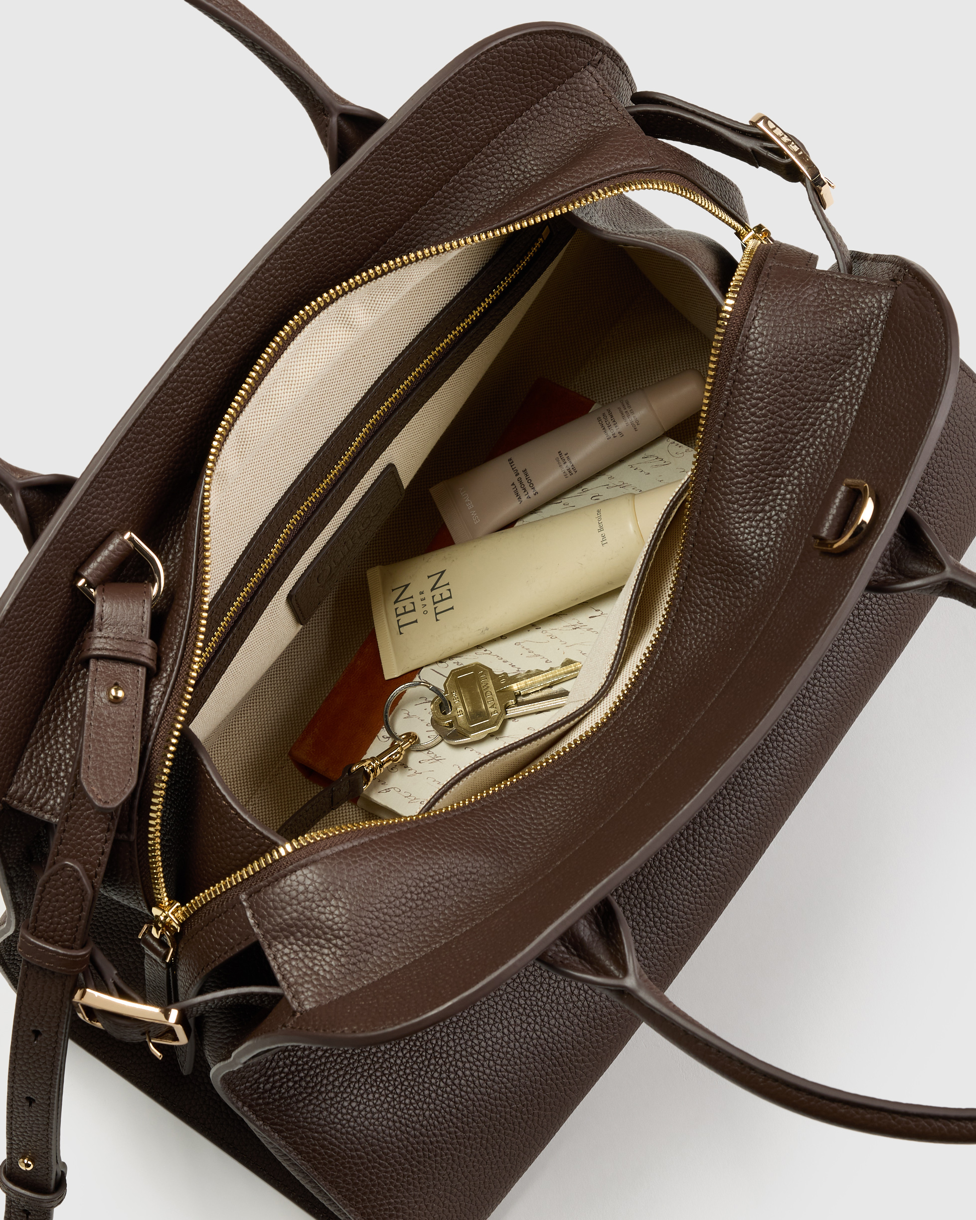 Italian Leather Everyday Satchel in Espresso Brown