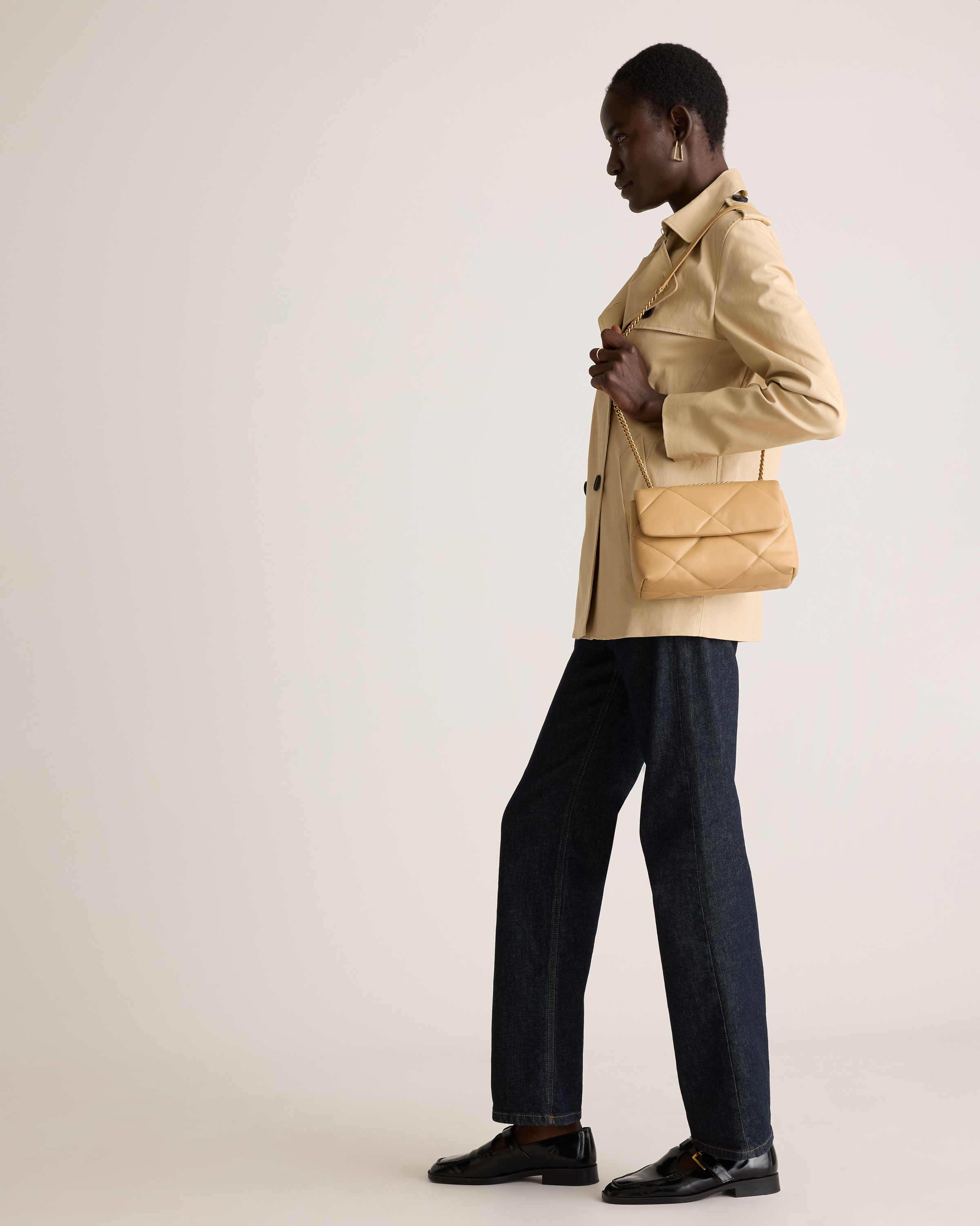 Italian Leather Puff Quilted Small Shoulder Bag
