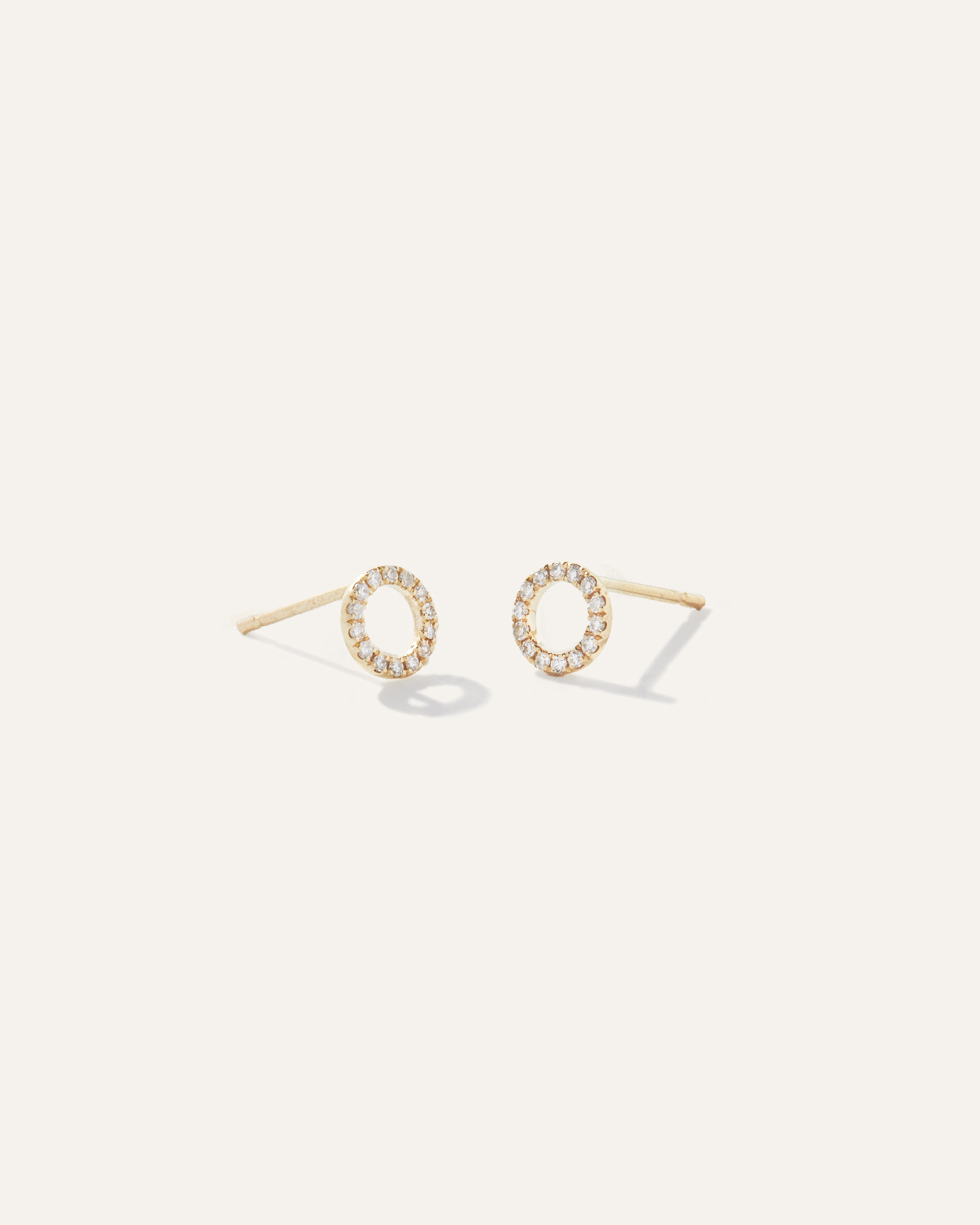 Yellow Gold 14K Diamond Pave Circle Studs