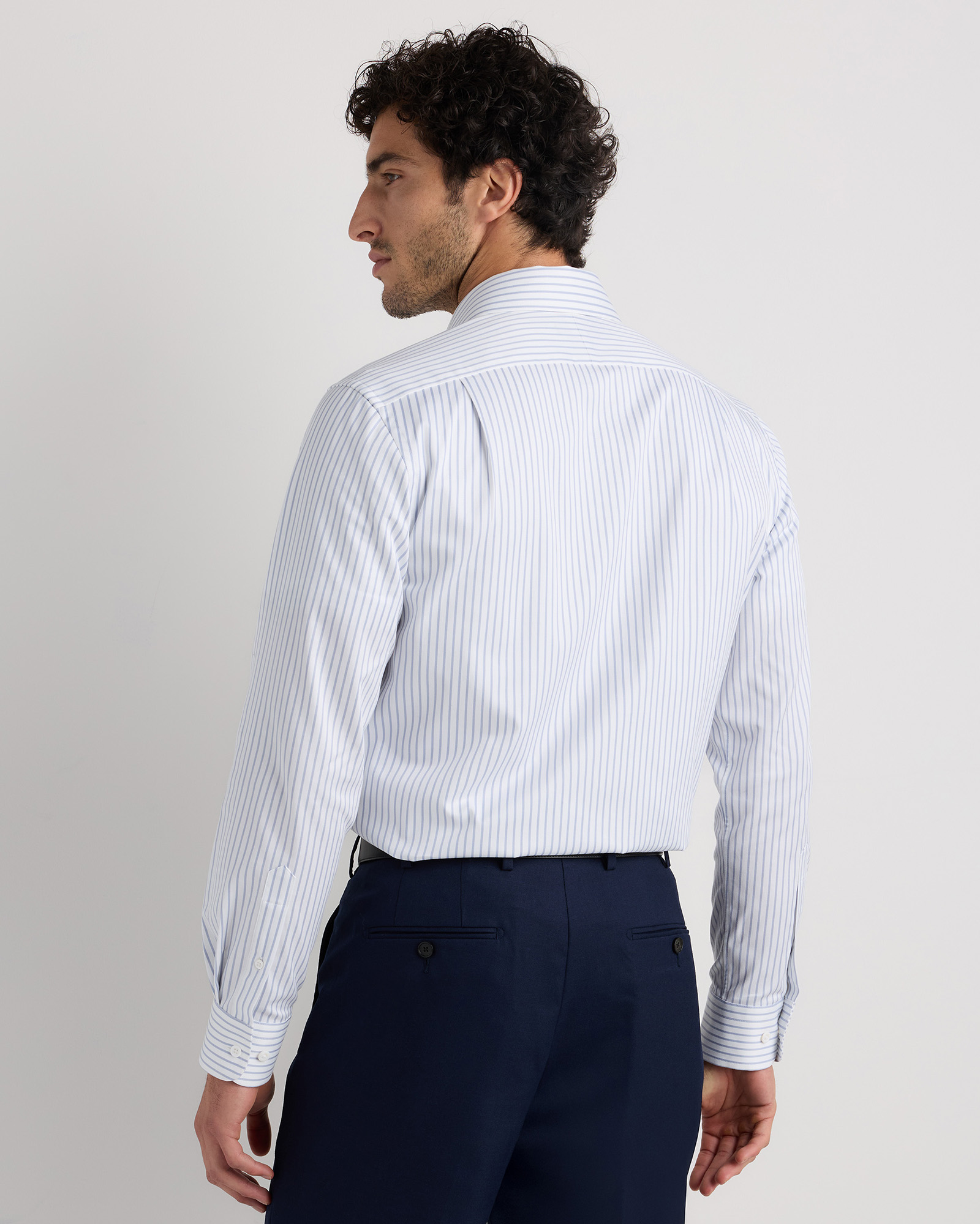 cotton twill dress shirt Men's Stretch Twill Dress Shirt in Grey Stripe, Size XXL, Organic Cotton by Quince