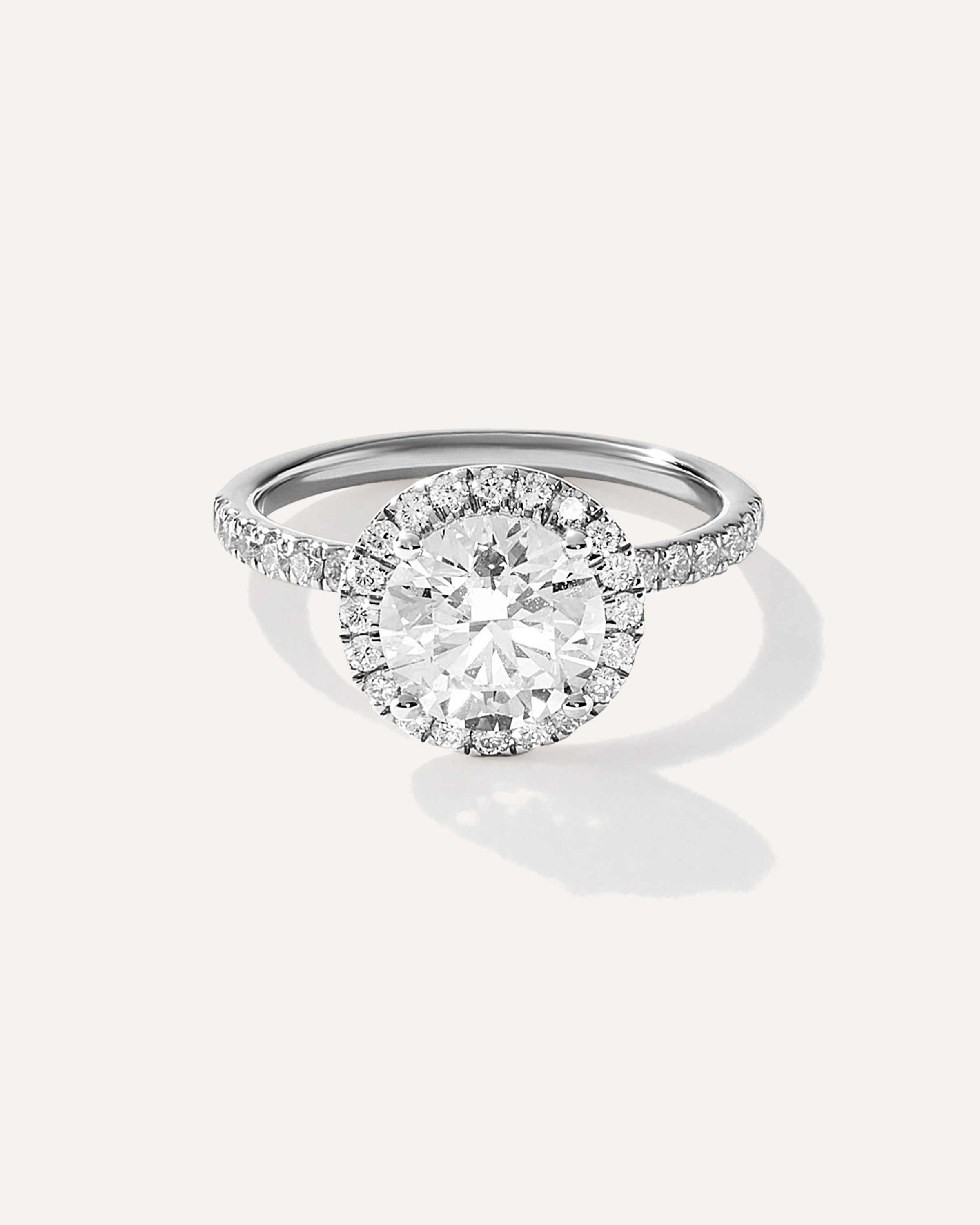 Platinum Lab Grown Diamond Round Halo Pave Engagement Ring - 2ct