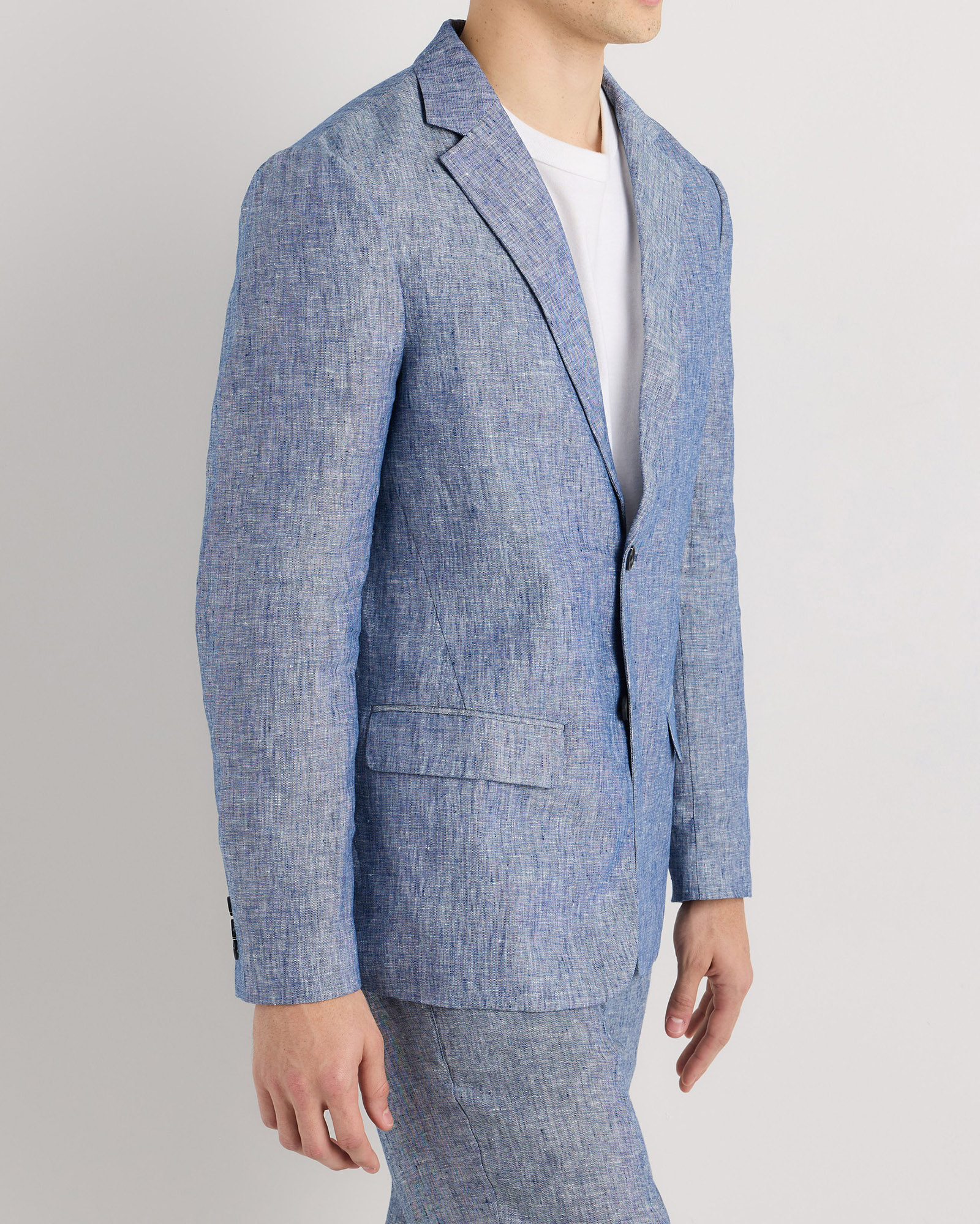Men's 100% European Linen Blazer in Chambray Blue