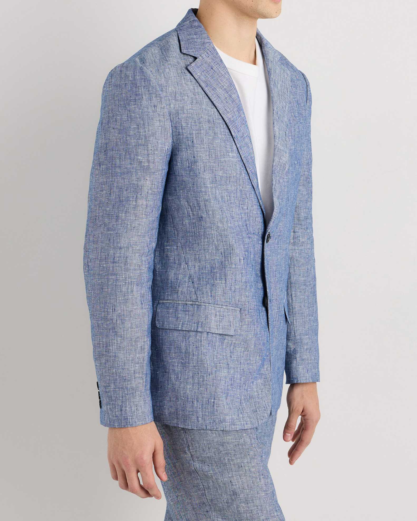 Men's 100% European Linen Blazer in Chambray Blue Men's 100% European Linen Blazer in Chambray Blue