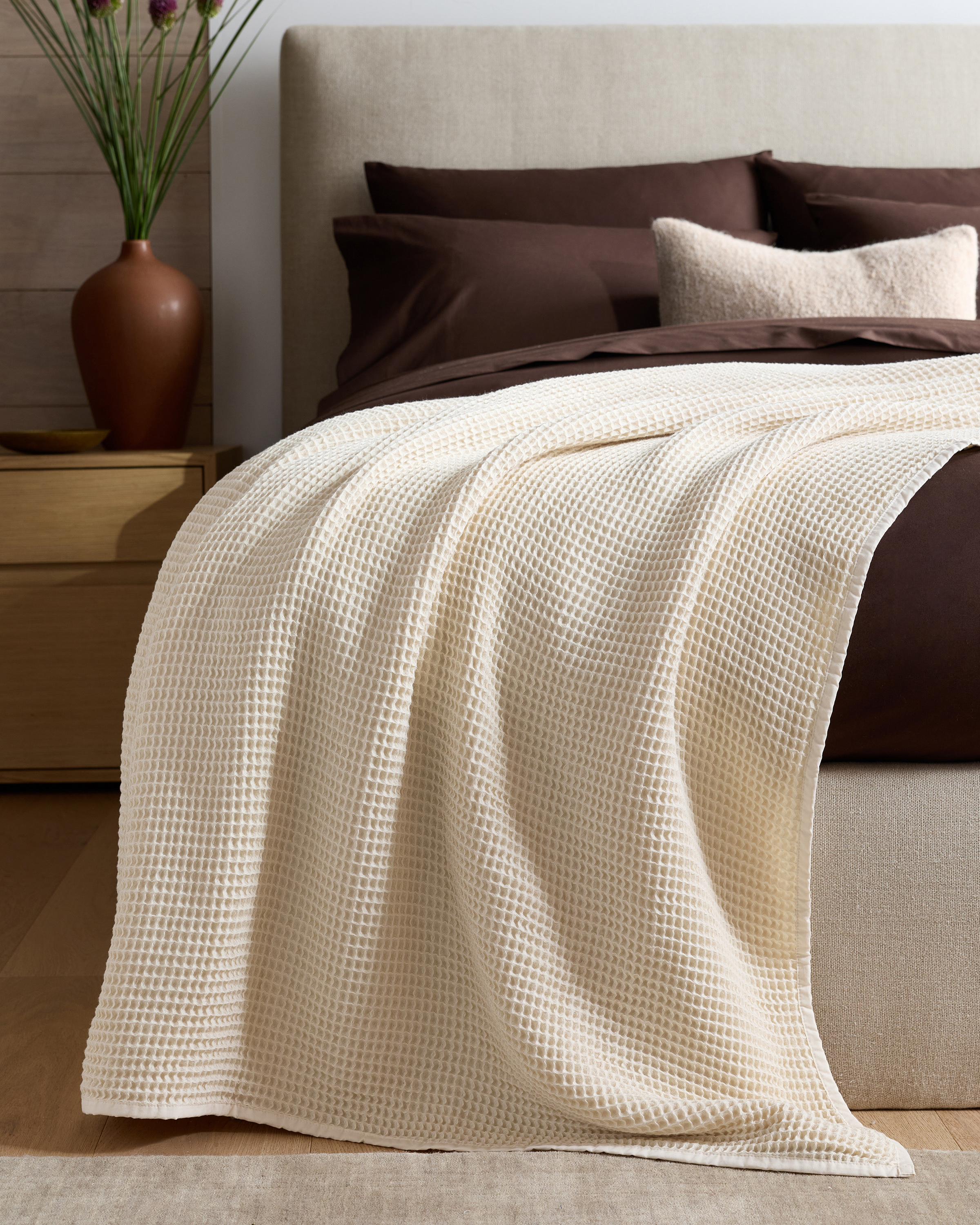 Undyed Organic Waffle Bed Blanket
