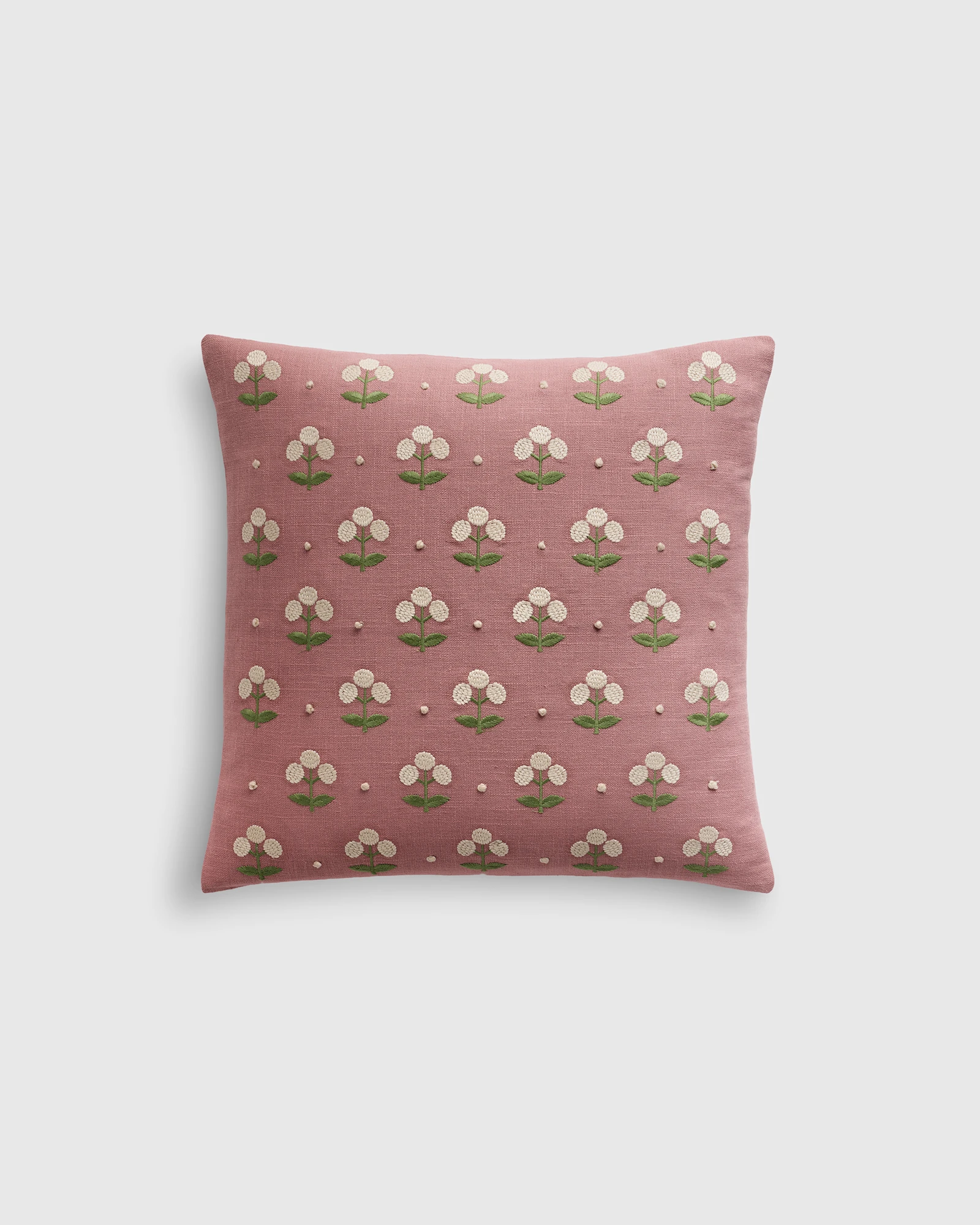 Embroidered Block Print Pillow Cover