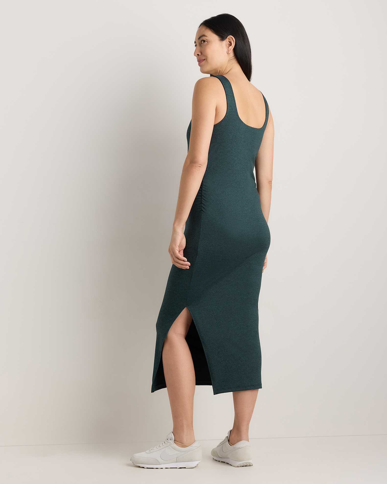 Women's Ultra-Soft Maternity Midi Dress in Heather Green, Size XL, Bamboo Viscose by Quince Women's Ultra-Soft Maternity Midi Dress in Heather Green, Size XL, Bamboo Viscose by Quince