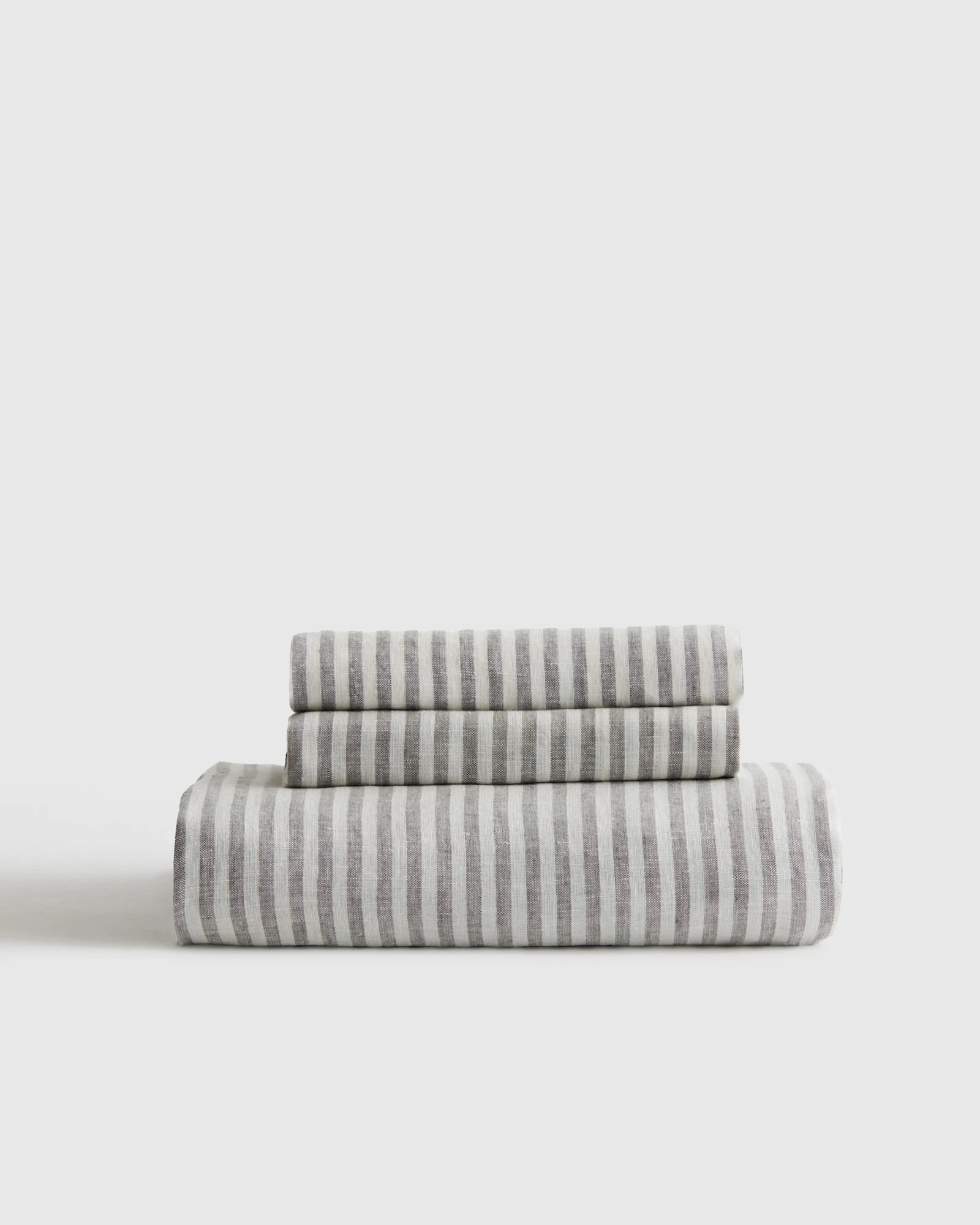 European Linen Stripe Fitted Sheet Set - Mist/White Stripe, Queen