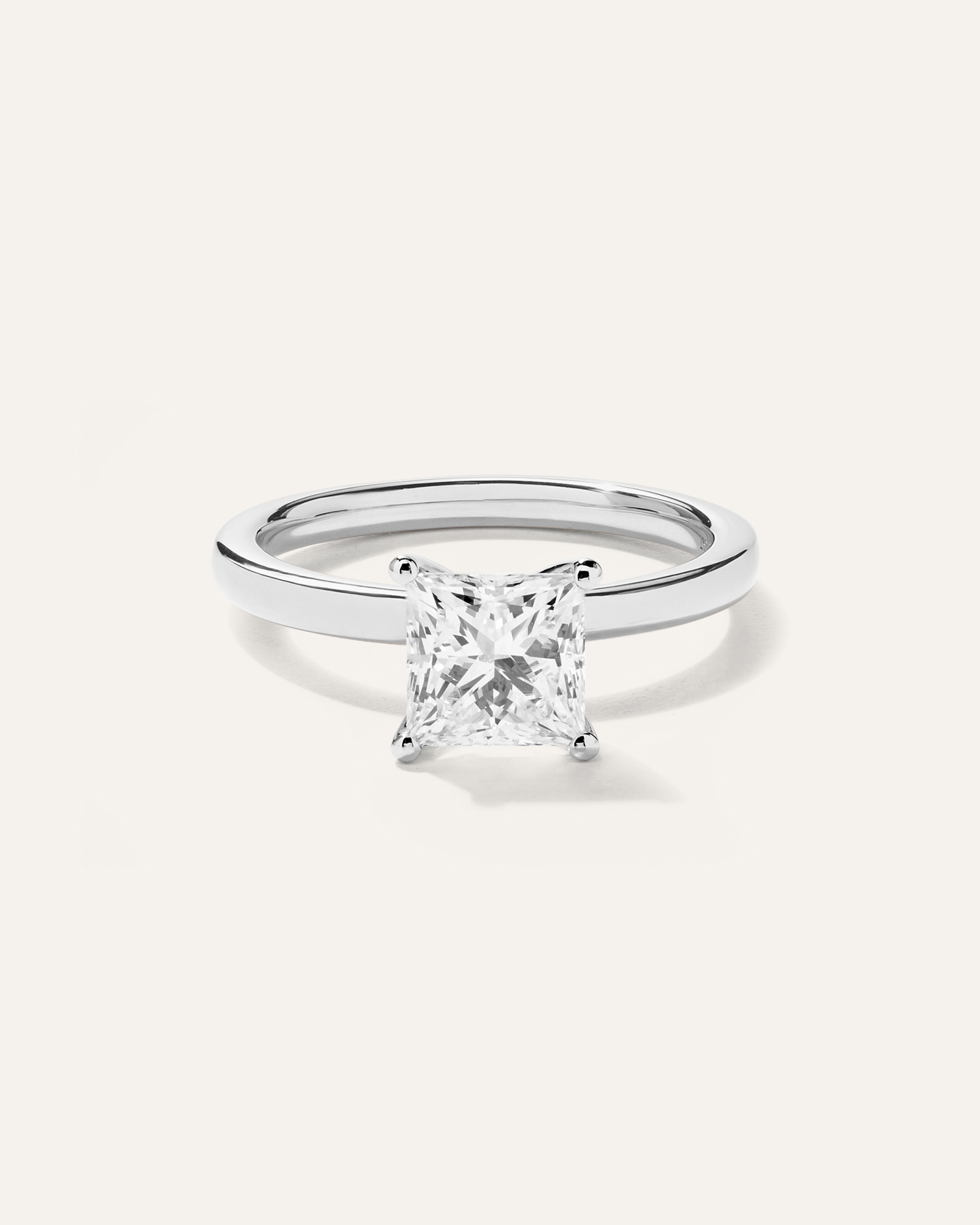 Platinum Lab Grown Diamond Princess Comfort Fit Engagement Ring - 1.5ct