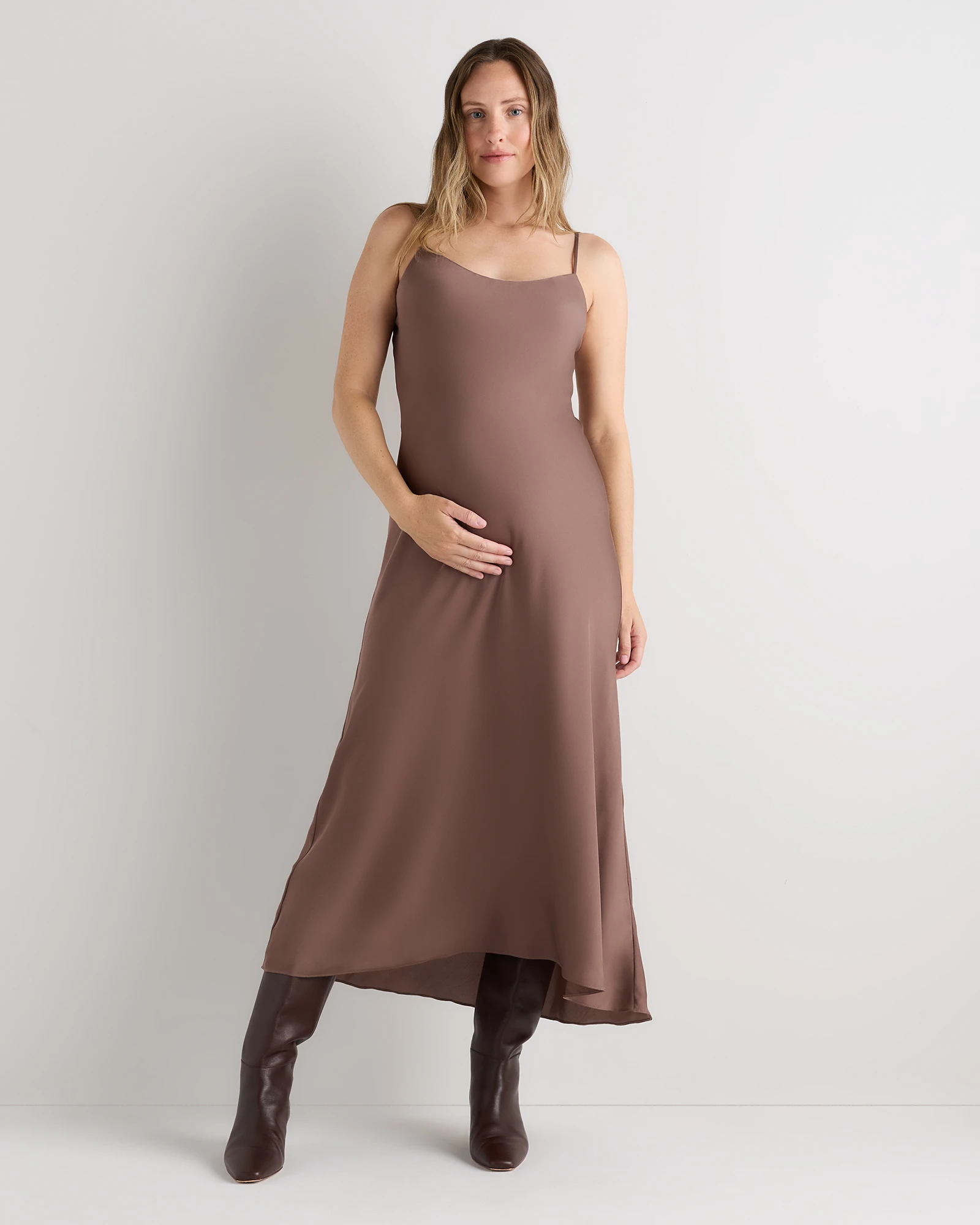 Washable Stretch Silk Maternity Slip Dress