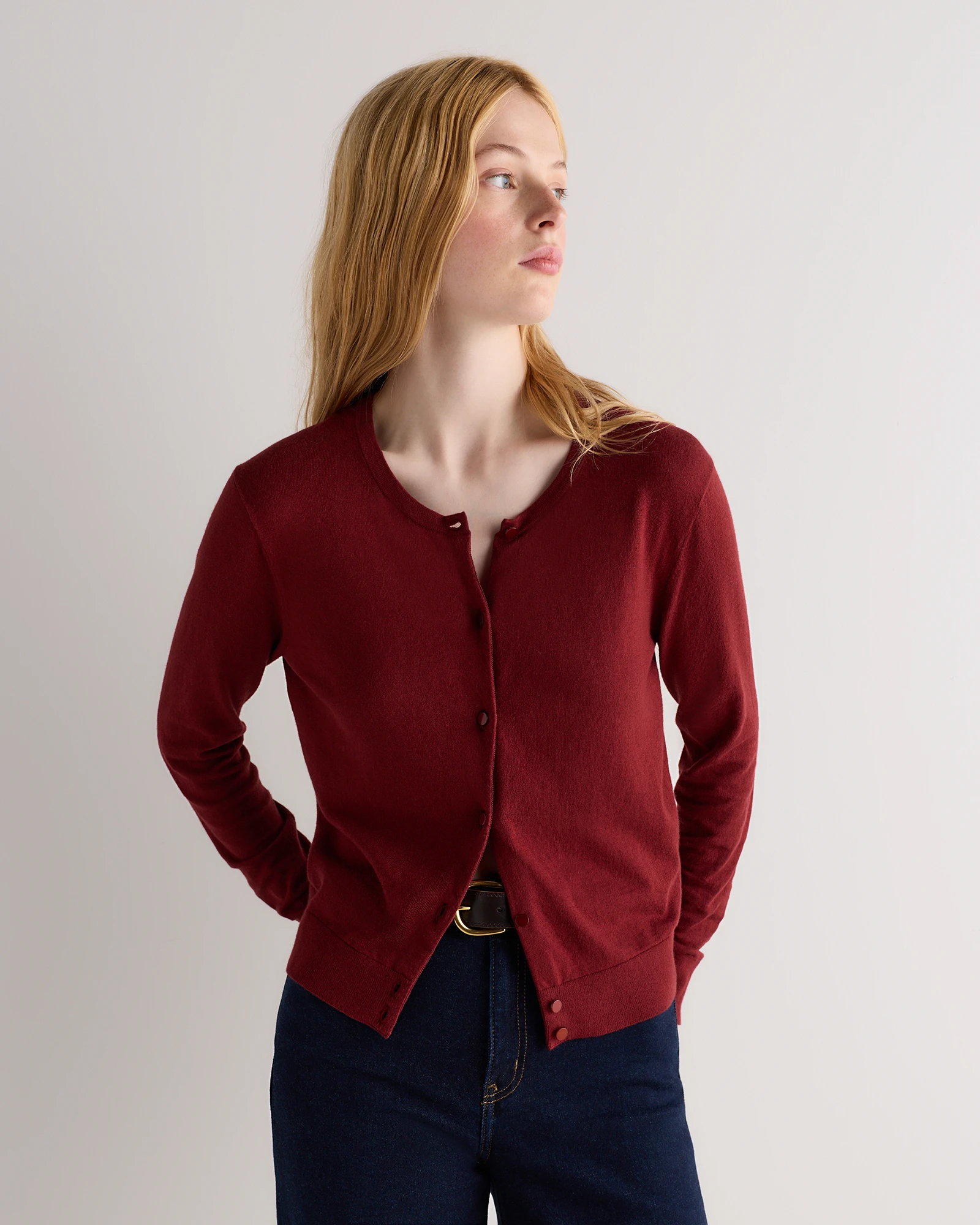 Women's Lightweight Cotton Cashmere Crew Cardigan