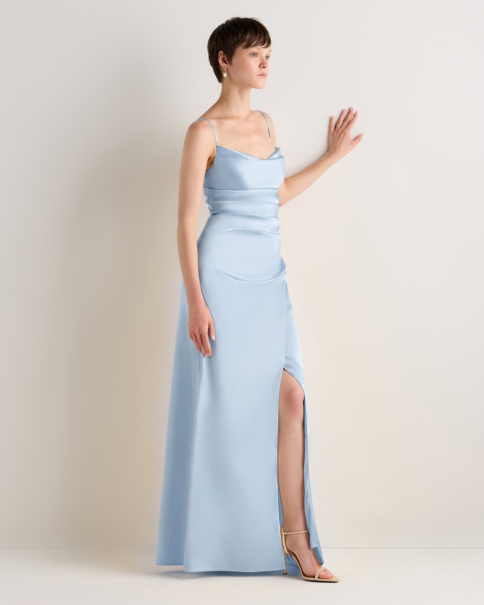 mist blue bridesmaid dresses Light Sheath Off Shoulder Dress, MBD267 line dress is perfectly minimal and stylish. Lavetir Mist Blue Sheath/Column Scoop