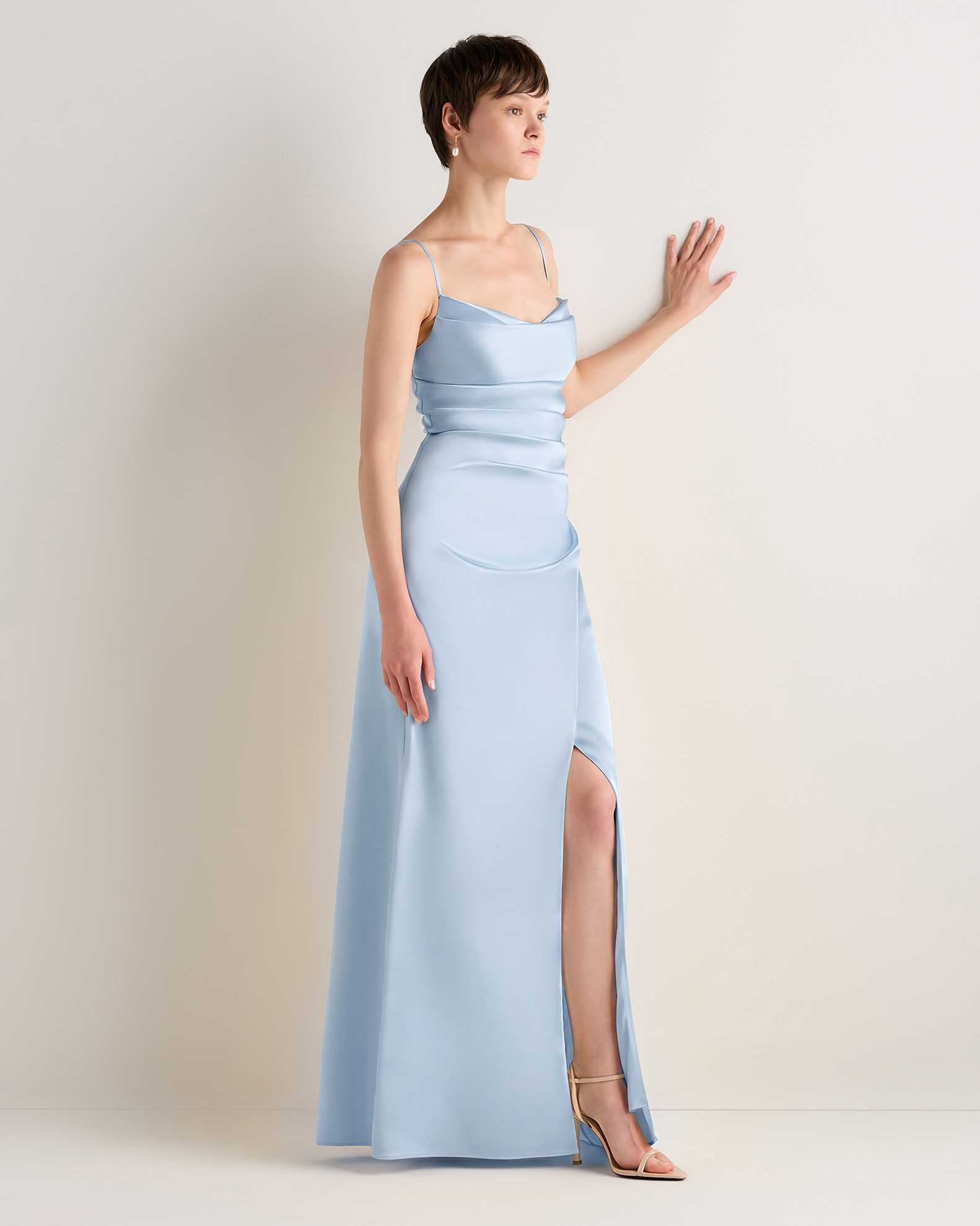 mist blue bridesmaid dresses Light Sheath Off Shoulder Dress, MBD267 line dress is perfectly minimal and stylish. Lavetir Mist Blue Sheath/Column Scoop
