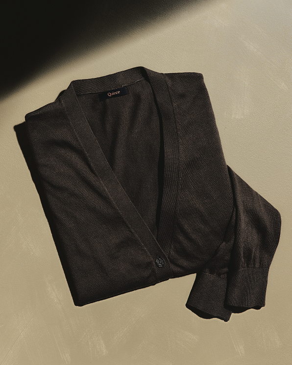 Mocha Heather Cardigan léger en coton et cachemire