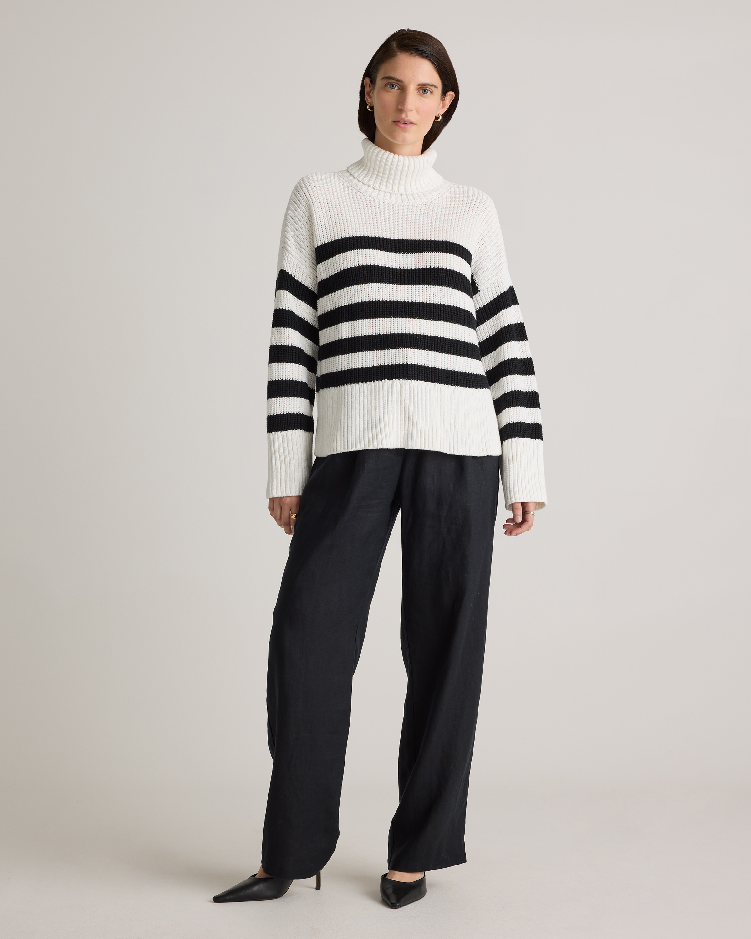 100% Organic Cotton Split Hem Turtleneck Sweater