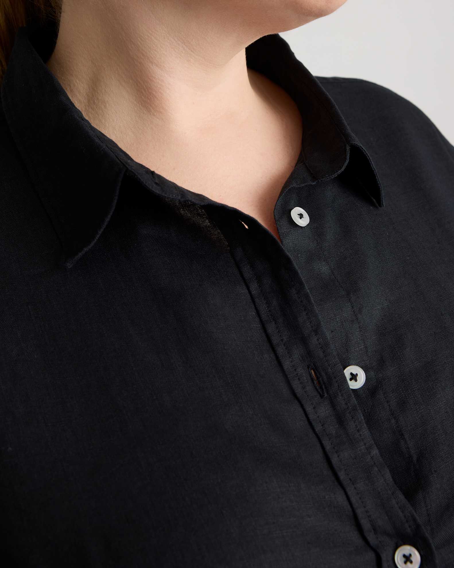 Extended Sizes 100% European Linen Long Sleeve Shirt - Plus Size in Black Extended Sizes 100% European Linen Long Sleeve Shirt - Plus Size in Black