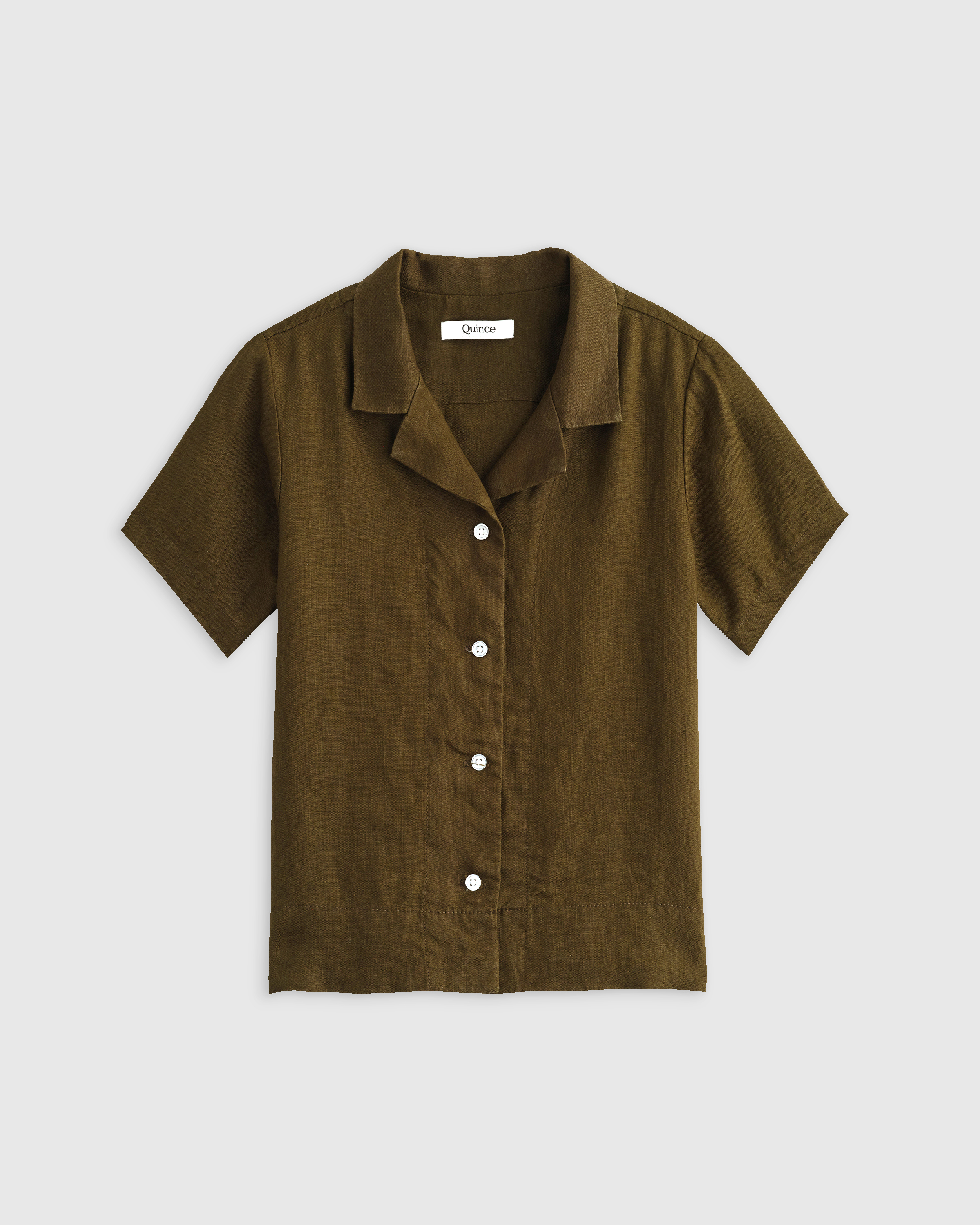 Martini Olive 100% European Linen Short Sleeve Camp Shirt