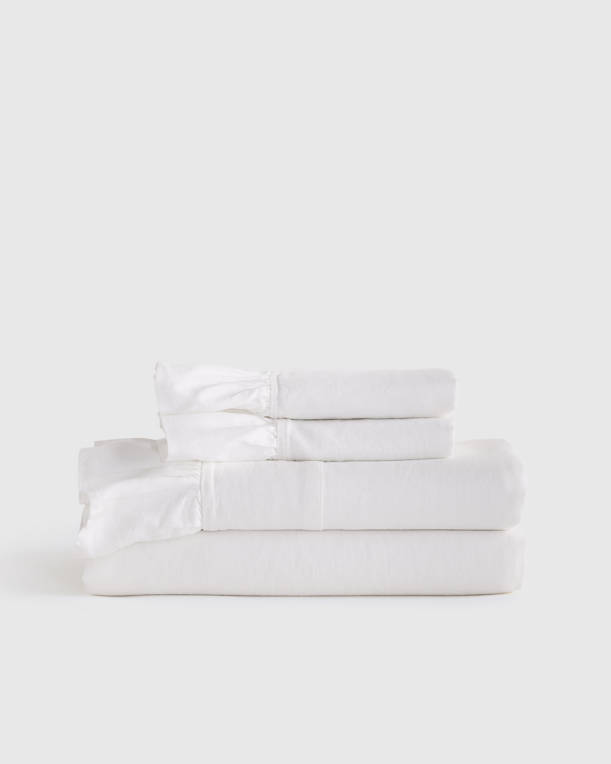 White European Linen Ruffle Sheet Set