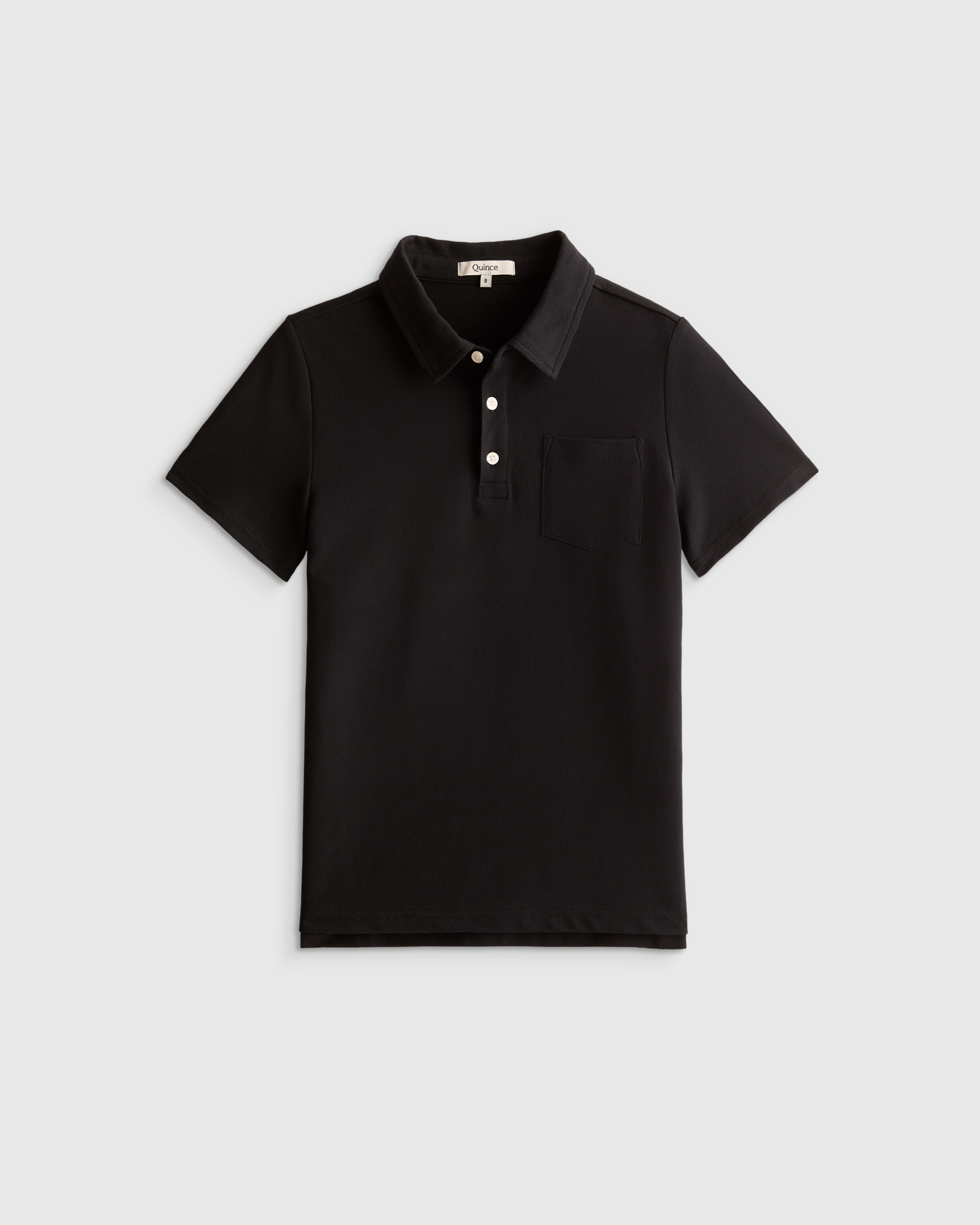 Black Organic Cotton Short Sleeve Pique Polo 
