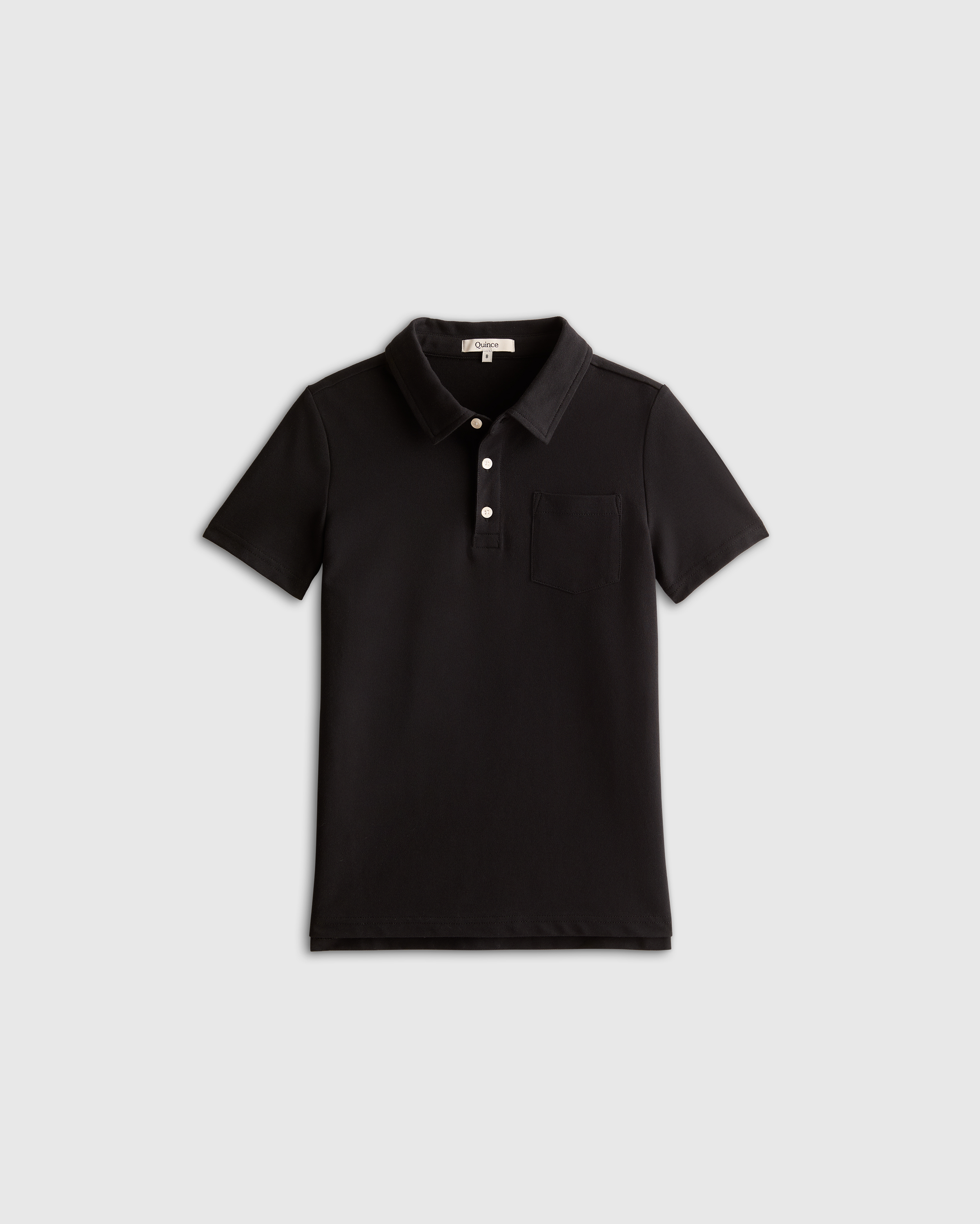 black Organic Cotton Short Sleeve Pique Polo 