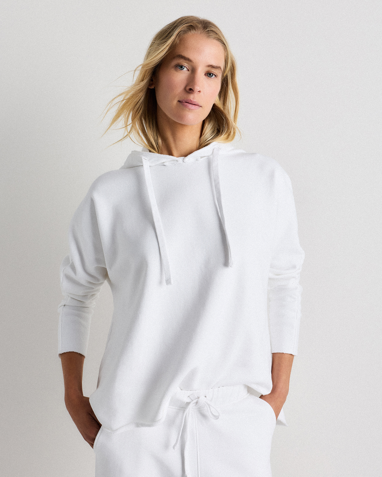 Quince Women's Organic French Terry Hoodie In White