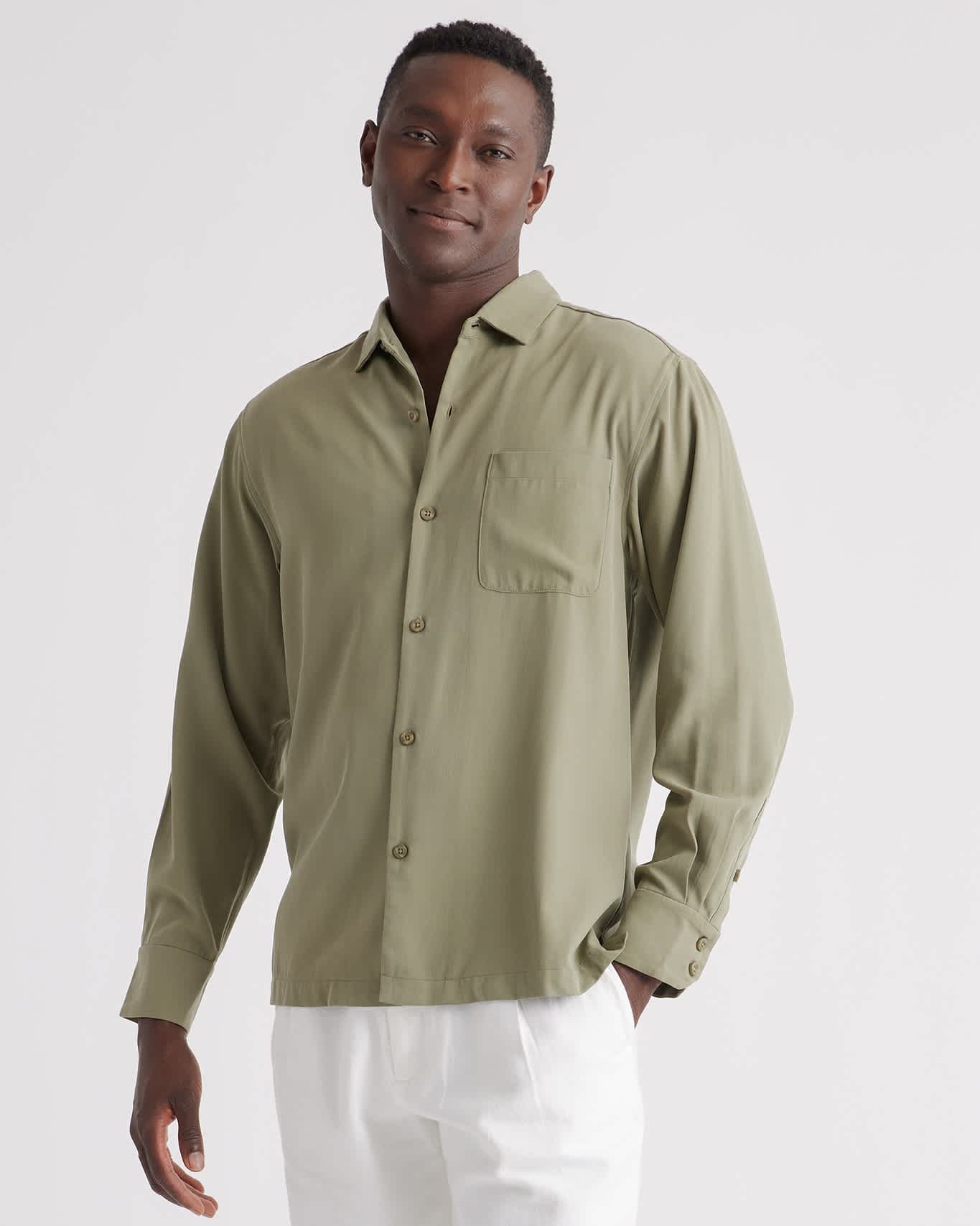 100% Silk Twill Long Sleeve Shirt1