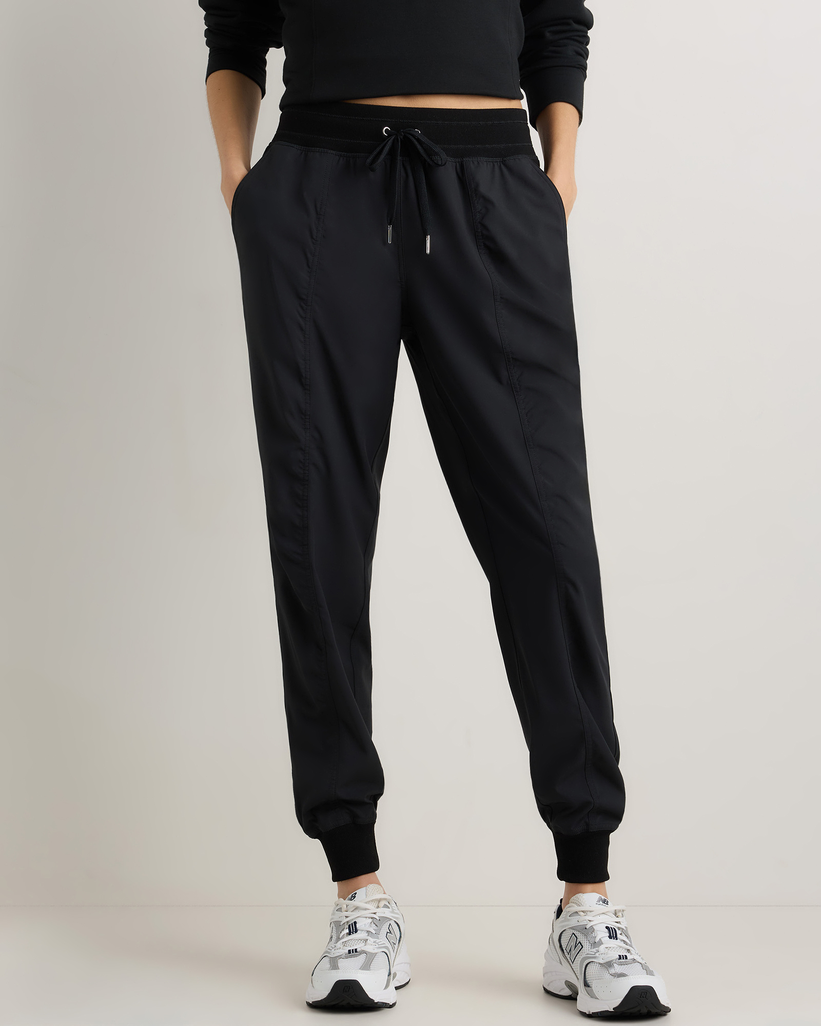 Black Performance Tech Mid-Rise Joggers