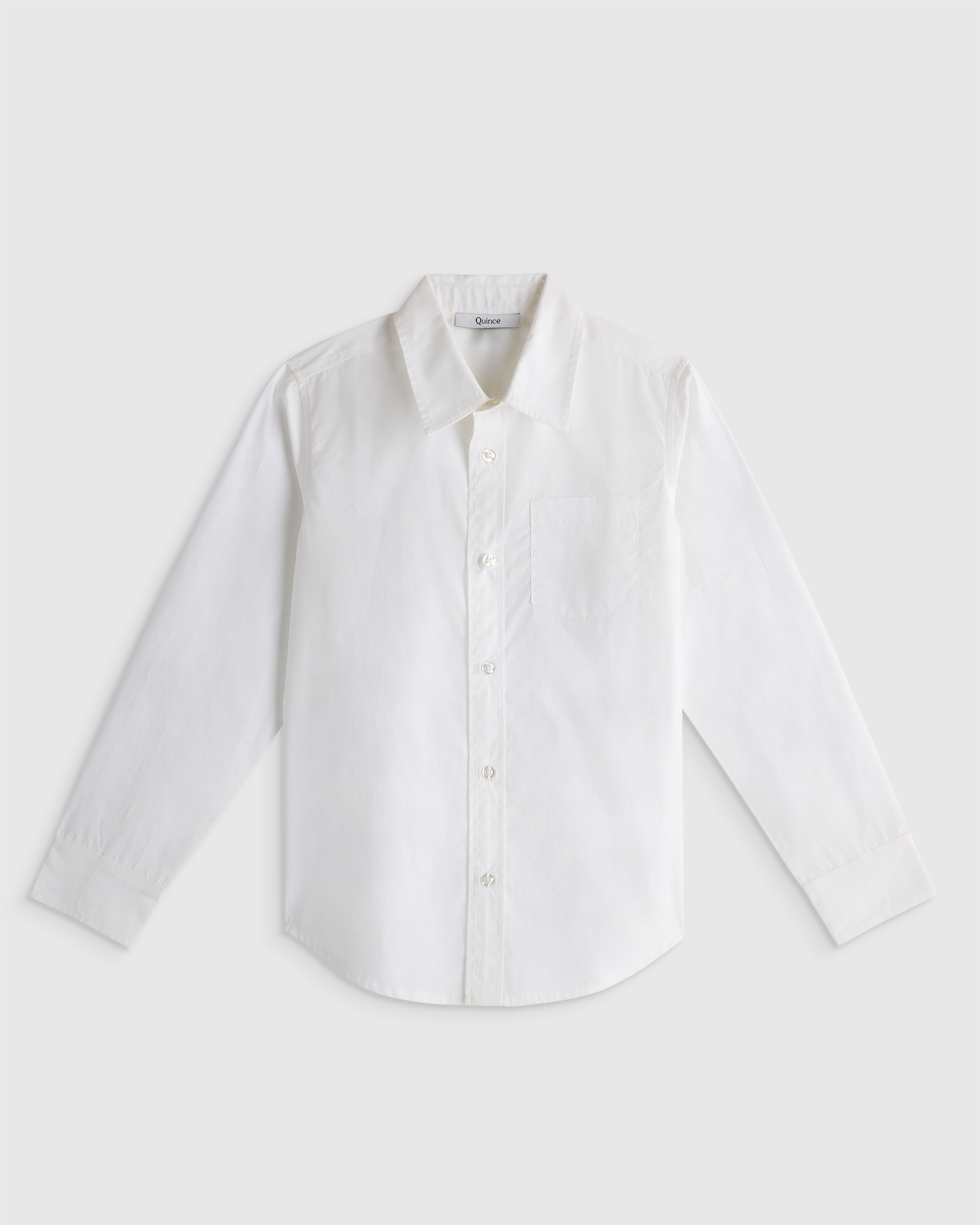 White 100% Organic Cotton Poplin Long Sleeve Button Down 