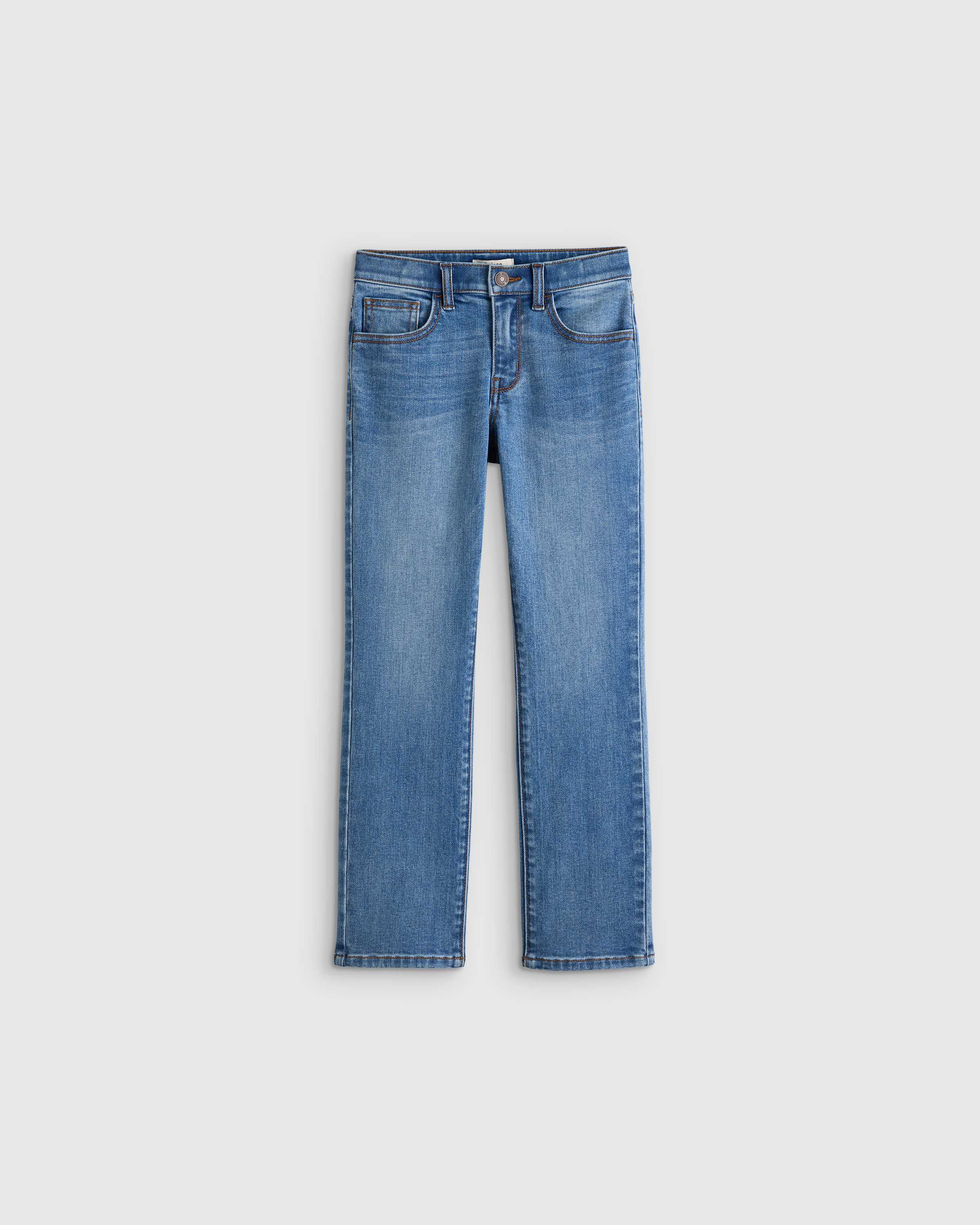 Medium Wash Boys Stretch Straight Jeans
