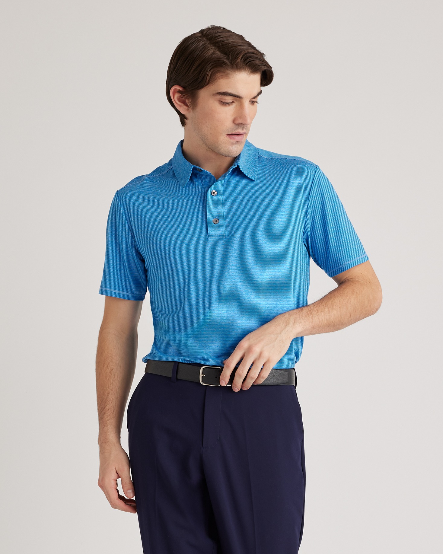 Royal Blue/White Stripe Performance Jersey Golf Polo