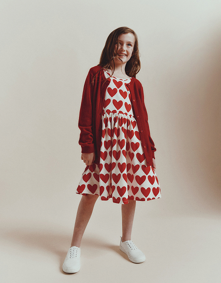 Red Hearts Robe patineuse en coton biologique 