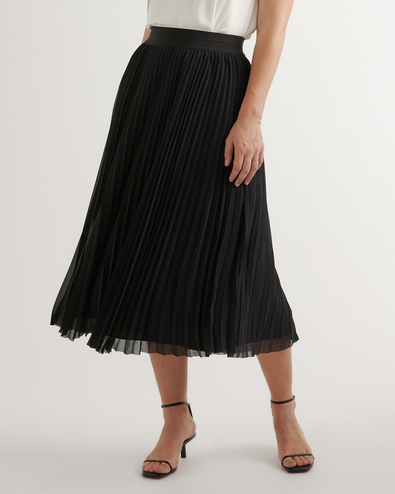 Chiffon Pleated Midi Skirt - Main Image