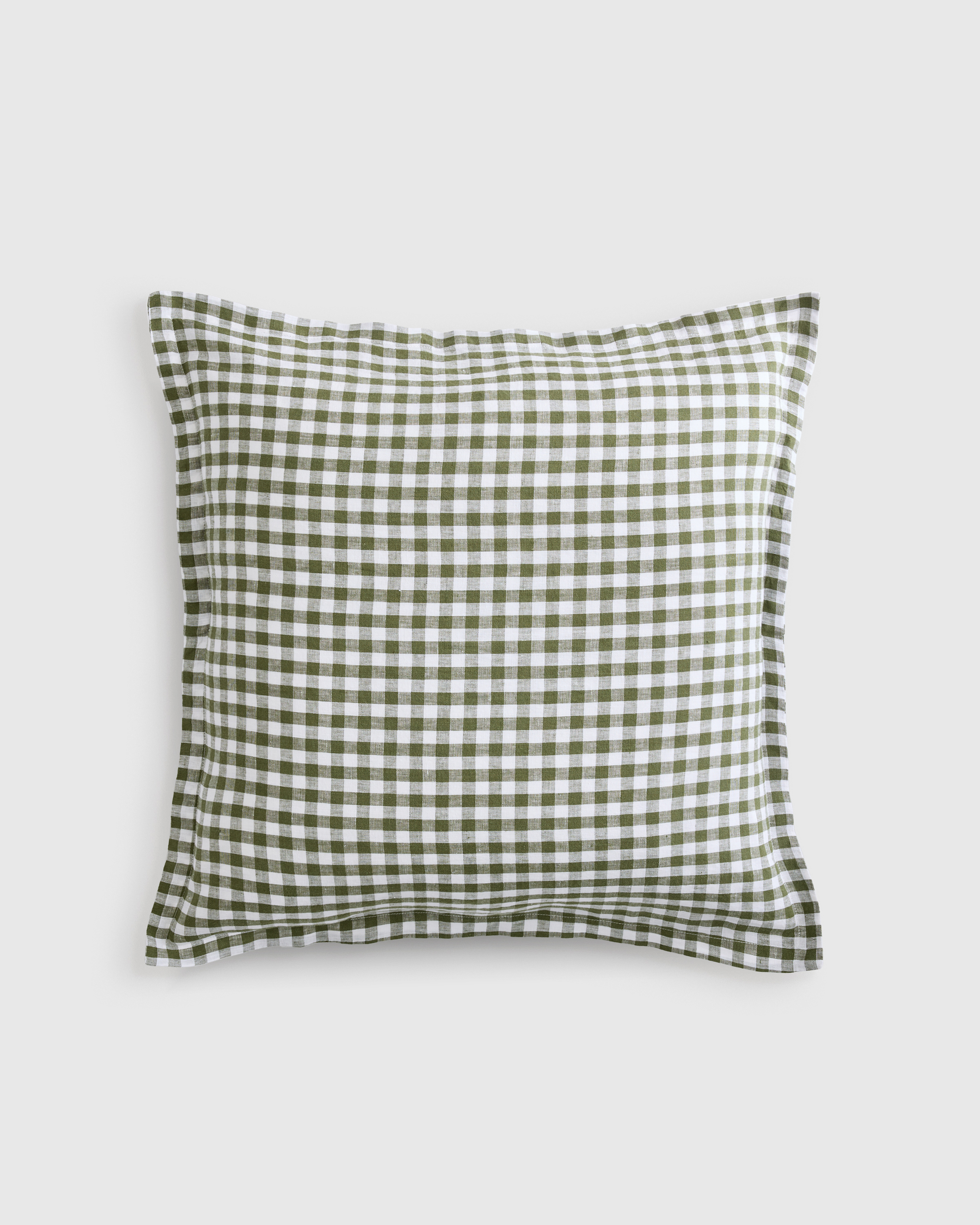 Olive European Linen Gingham Euro Sham