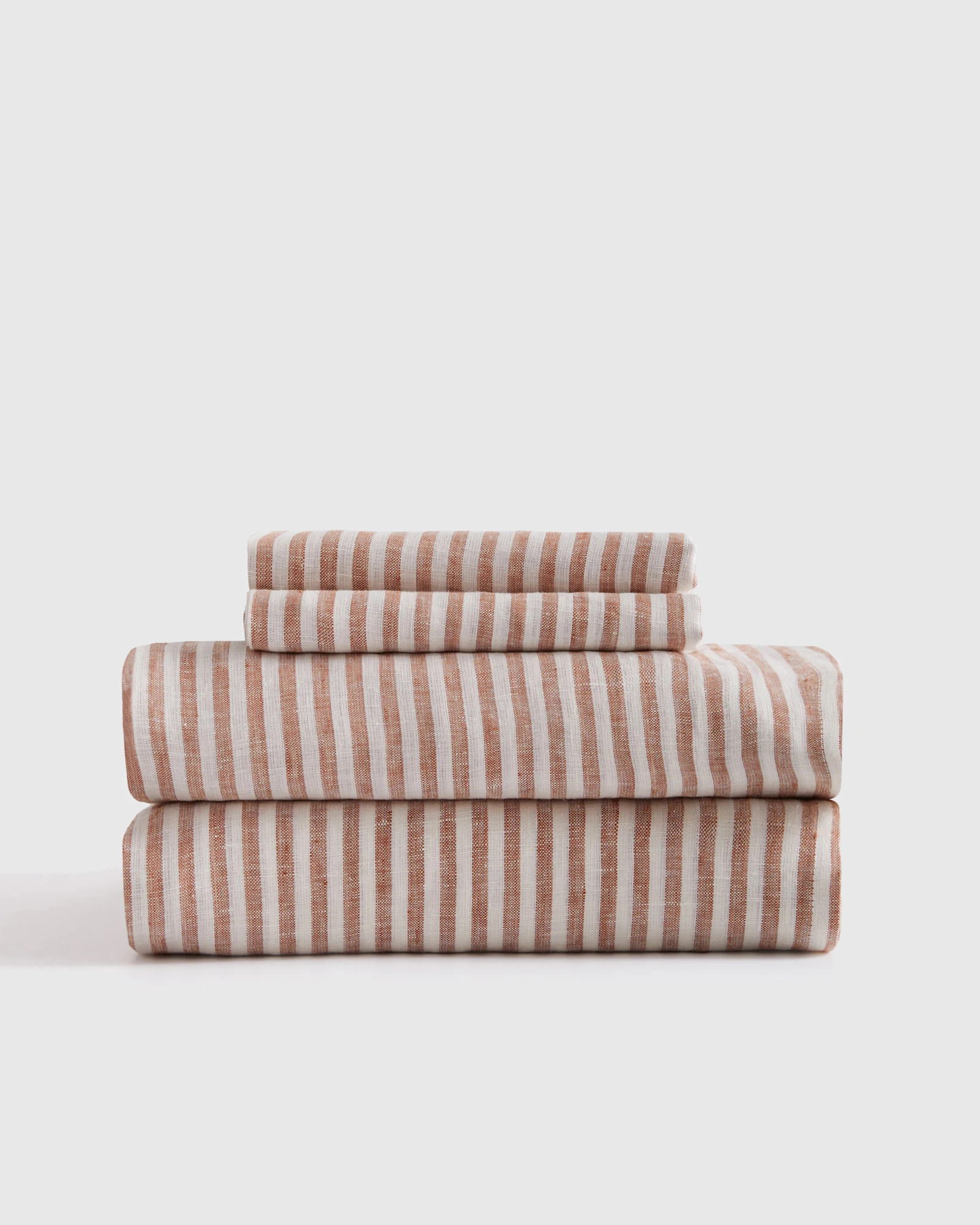 European Linen Stripe Sheet Set - Latte/White Stripe, King