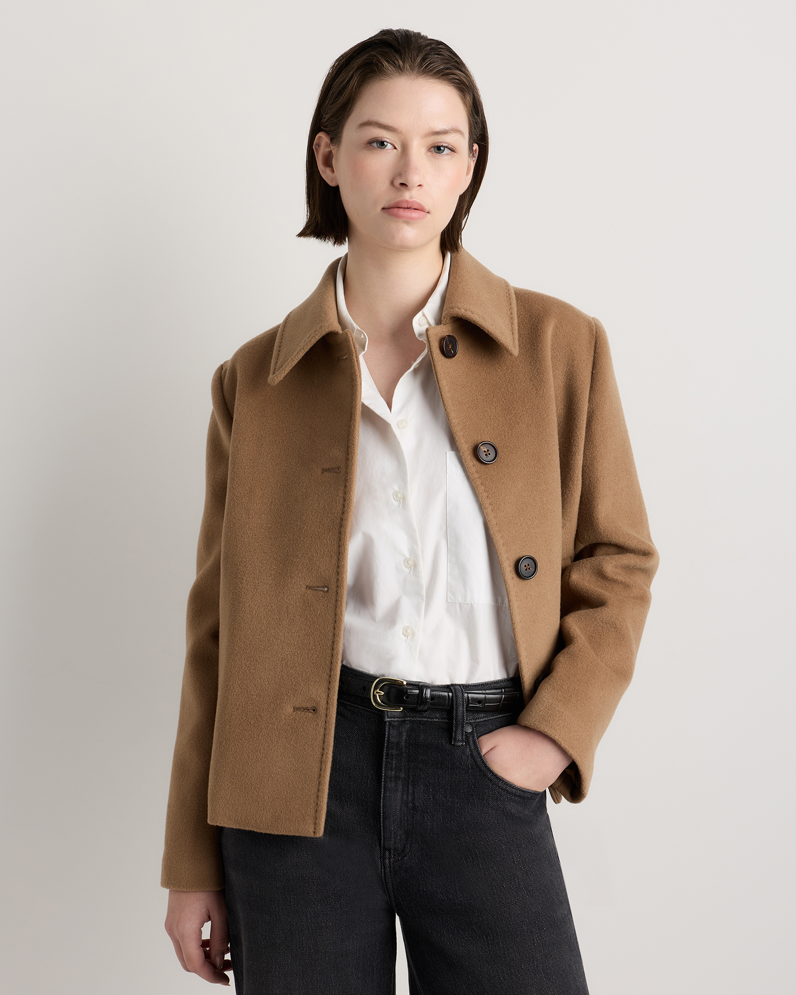 Mocha Brown Wool Cashmere Short Coat
