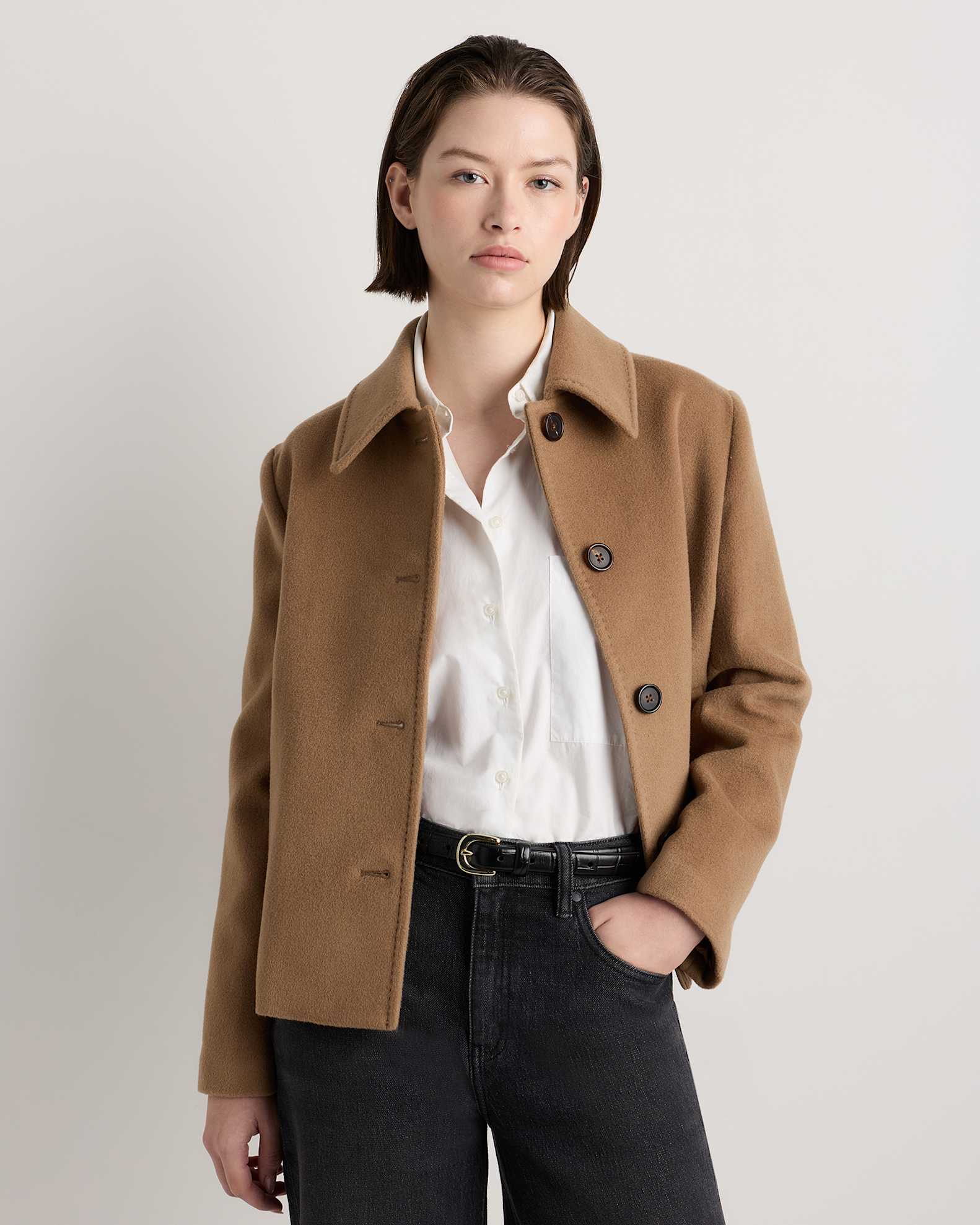 Women's Wool Cashmere Short Coat in Mocha Brown, Size XL by Quince Women's Wool Cashmere Short Coat in Mocha Brown, Size XL by Quince