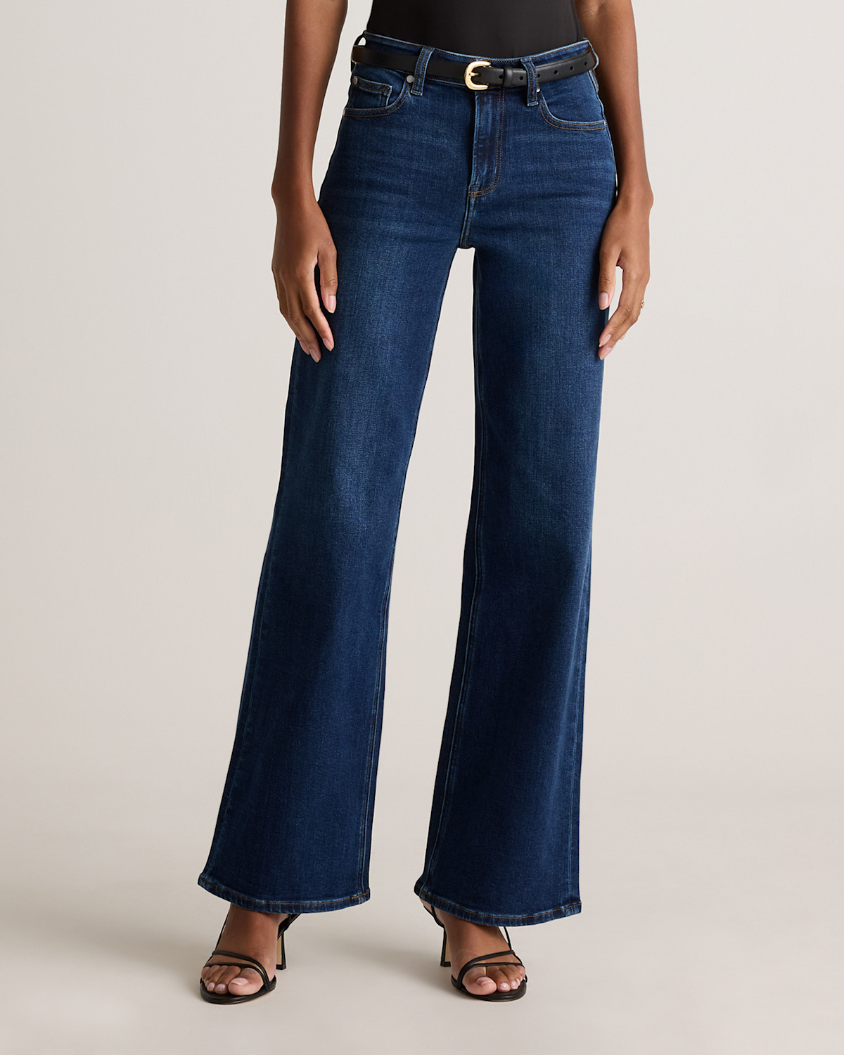 Quince Bella Stretch Wide Leg Jeans in Midnight Blue