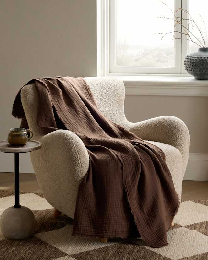 Chocolate Organic Cotton Gauze Throw