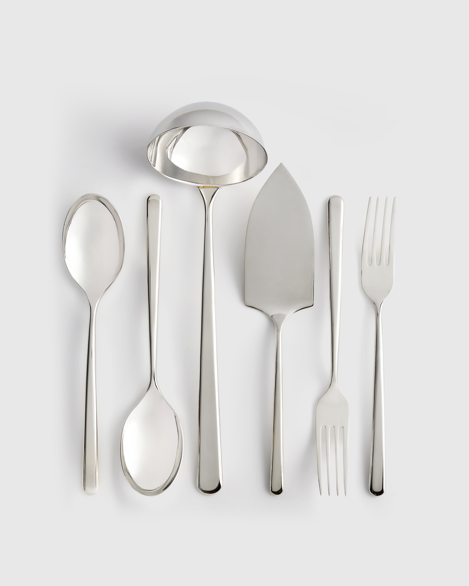 Polished Stainless Steel Gia Minimalist 6 Piece Serving Utensil Set