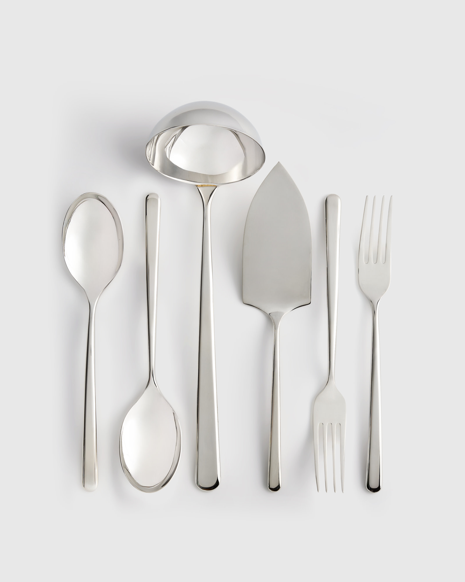 Gia Minimalist 6 Piece Serving Utensil Set - Polished Stainless Steel