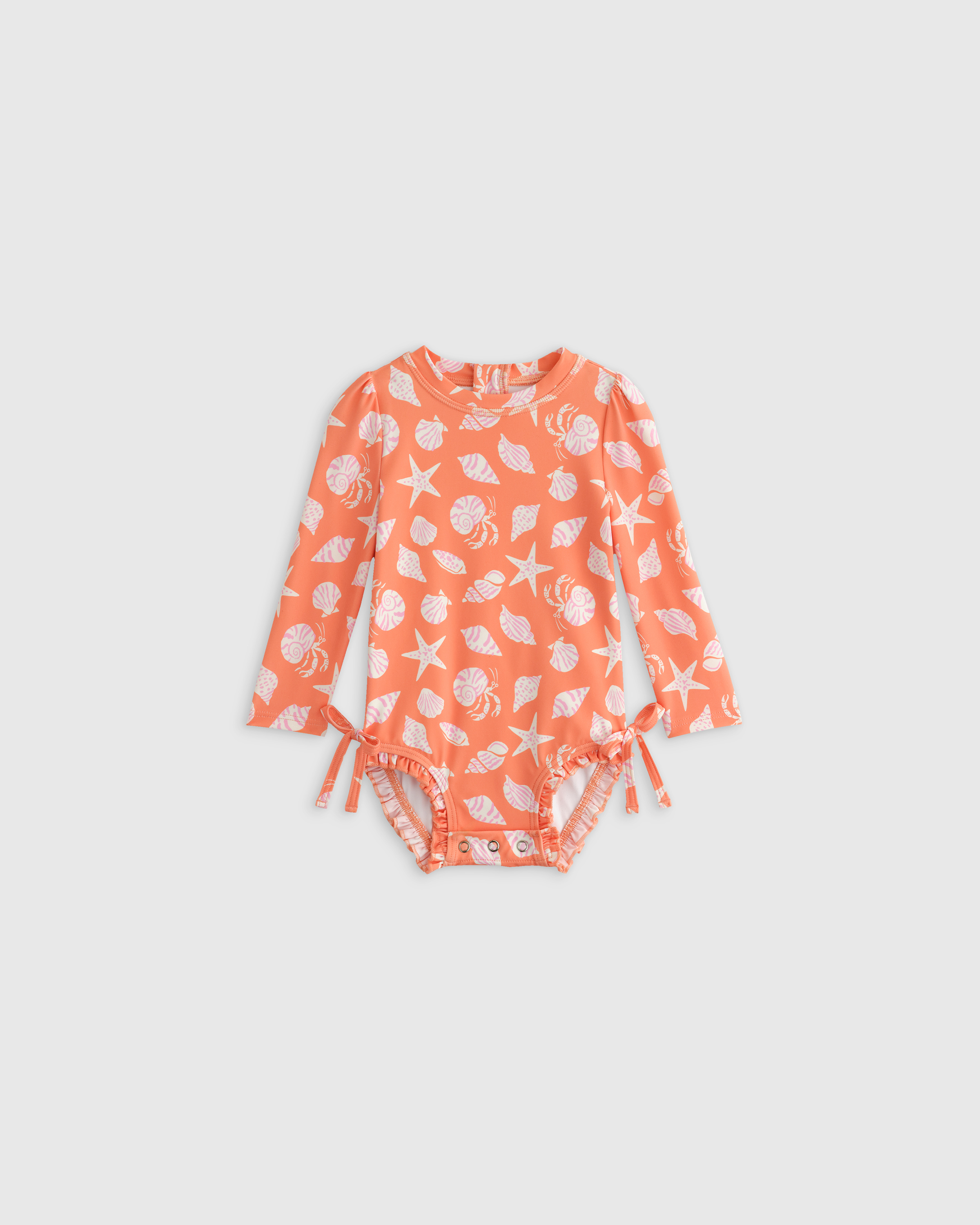 Quince Long Sleeve Tie One-piece Swimsuit In Shells
