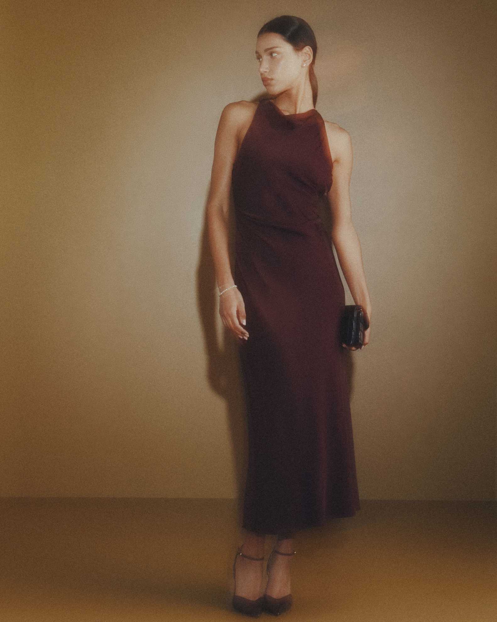 Quince Women's Washable Stretch Silk High Neck Midi Dress, Wine Tasting Color, Size Large, Hypoallergenic & Thermoregulating Mulberry Silk Quince Women's Washable Stretch Silk High Neck Midi Dress, Wine Tasting Color, Size Large, Hypoallergenic & Thermoregulating Mulberry Silk