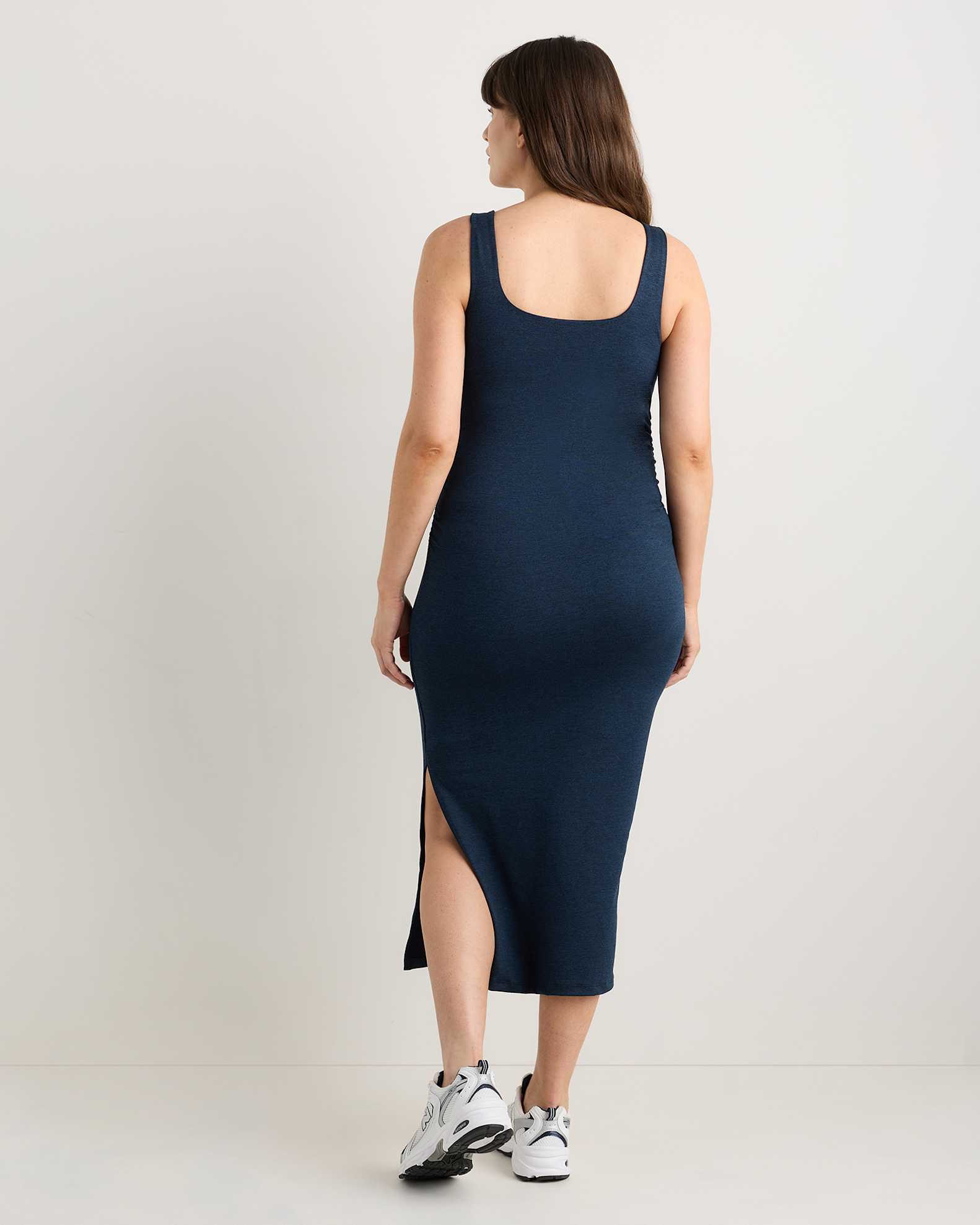 Women's Ultra-Soft Maternity Midi Dress in Heather Navy, Size XL, Bamboo Viscose by Quince Women's Ultra-Soft Maternity Midi Dress in Heather Navy, Size XL, Bamboo Viscose by Quince