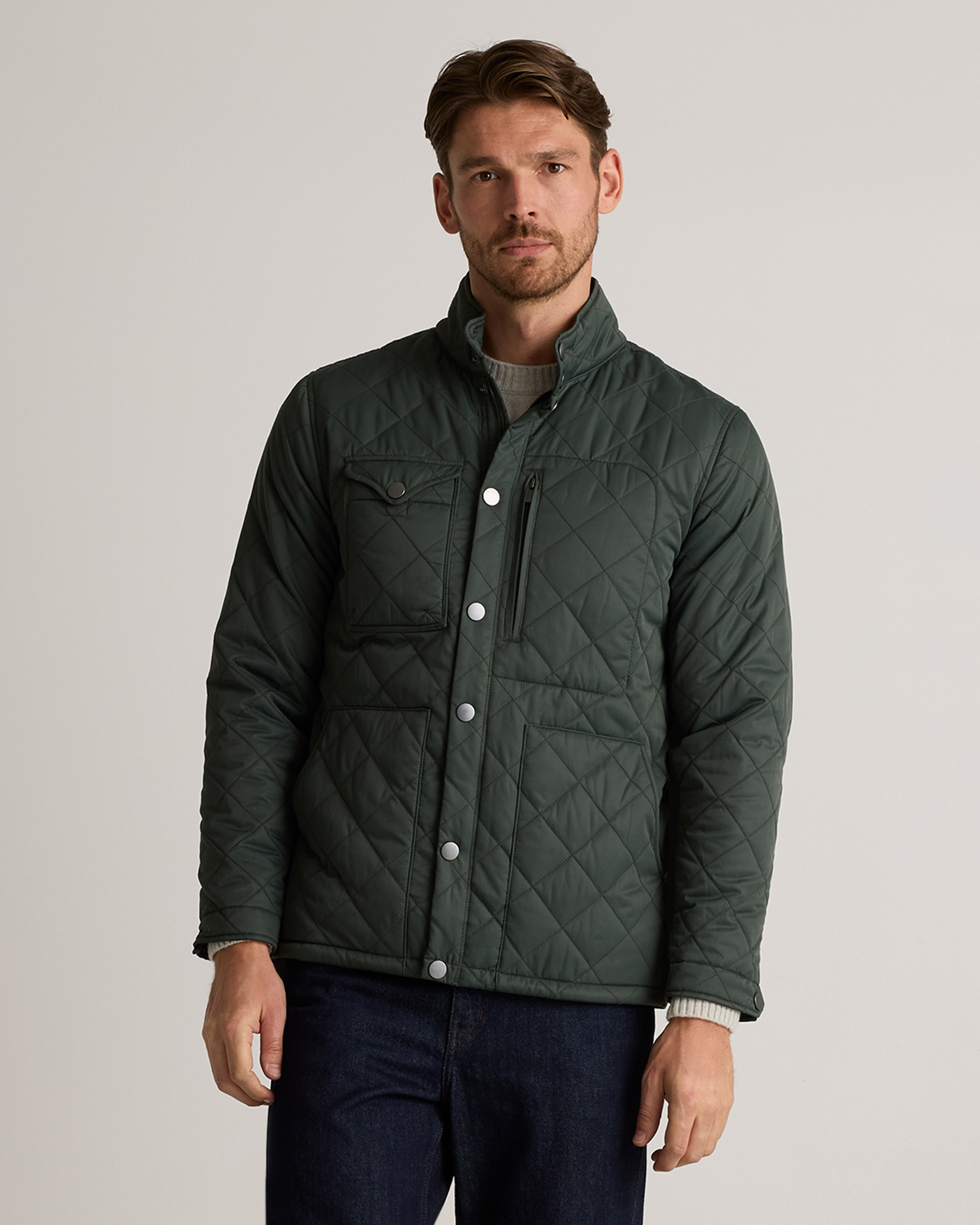 Quince Men's Featherless Quilted Utility Jacket In Verdant Pine