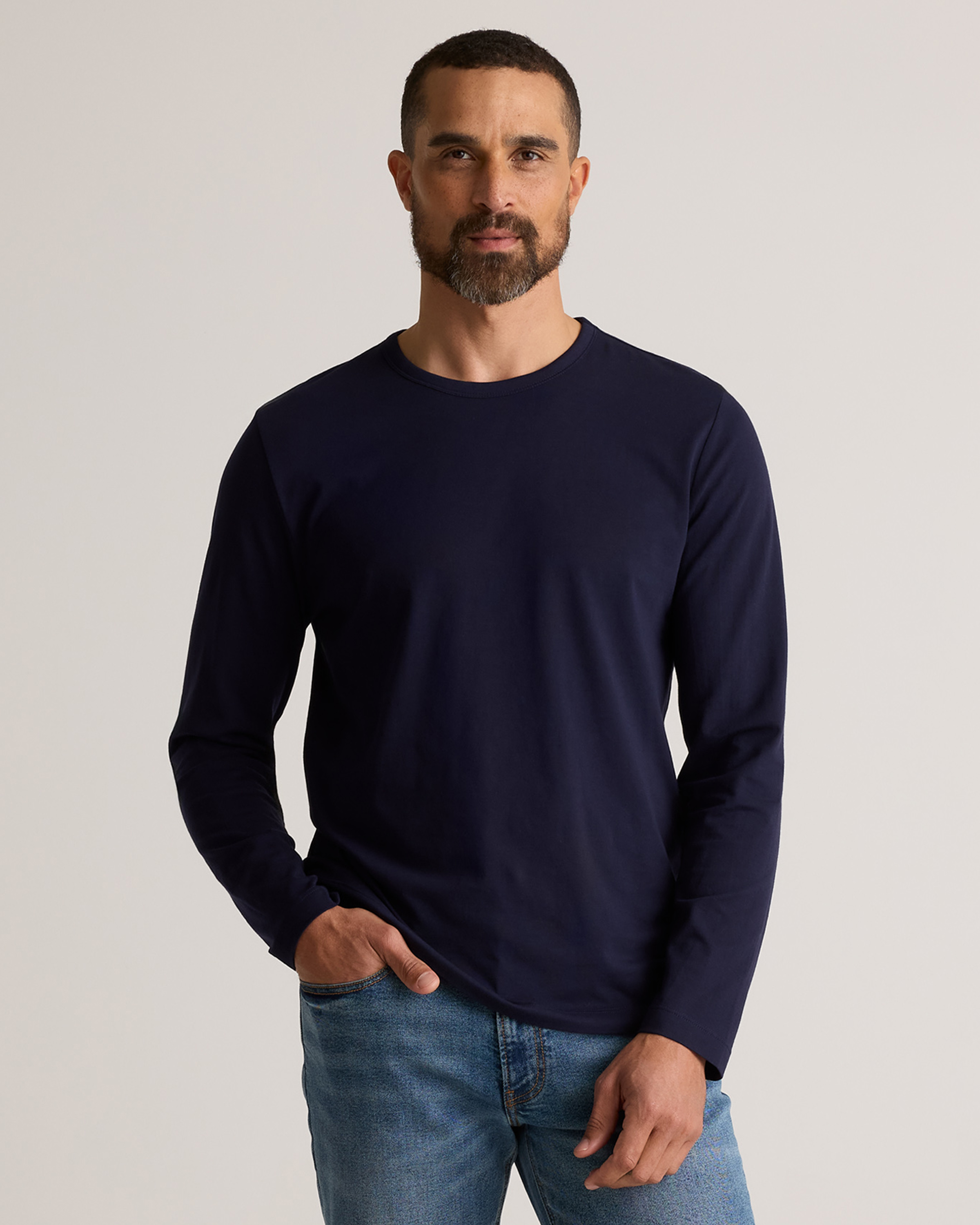 Quince Men's 100% Pima Cotton Luxe Touch Long Sleeve T-shirt In Deep Navy