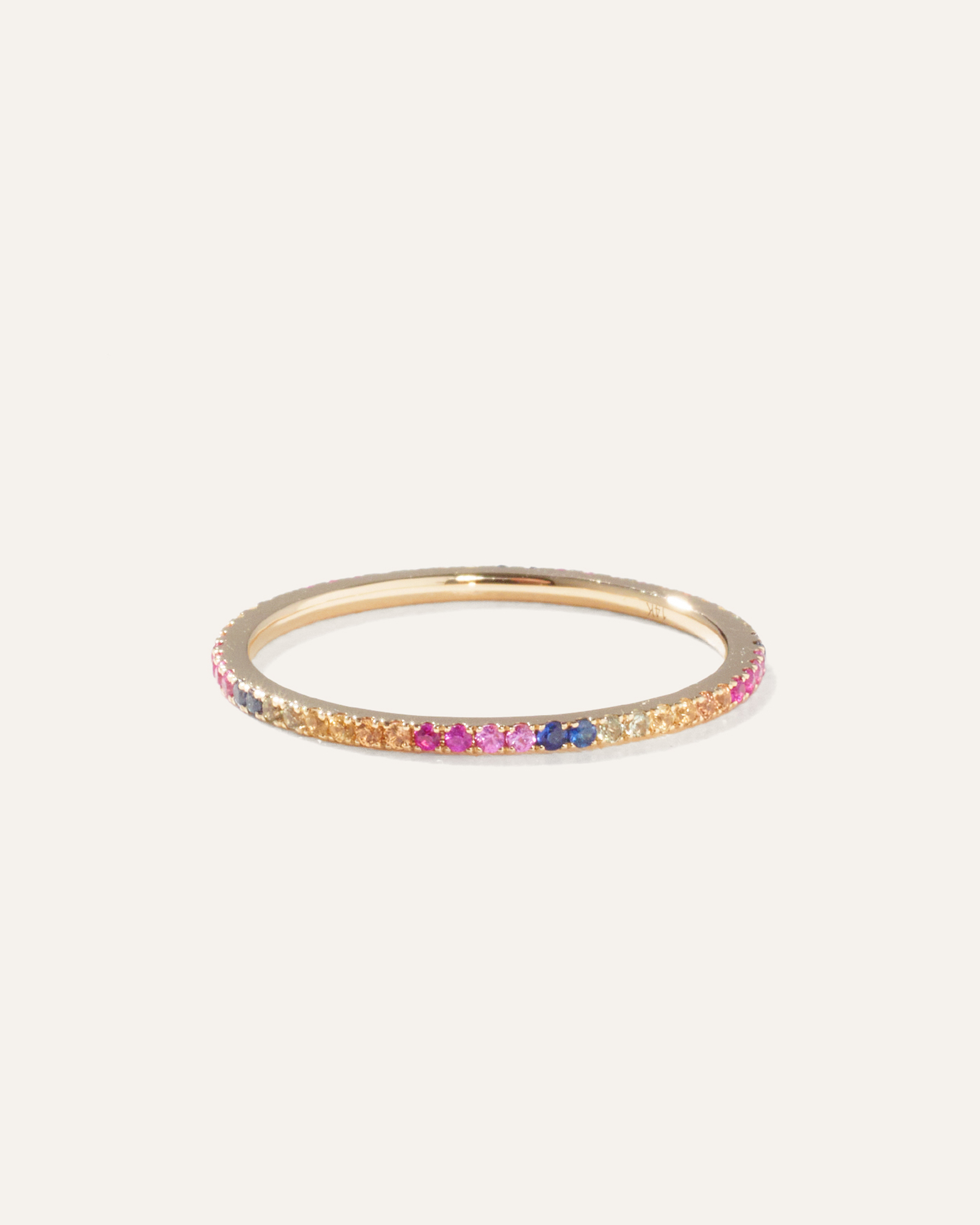 Yellow Gold 14K Gold Pave Sapphire Rainbow Band