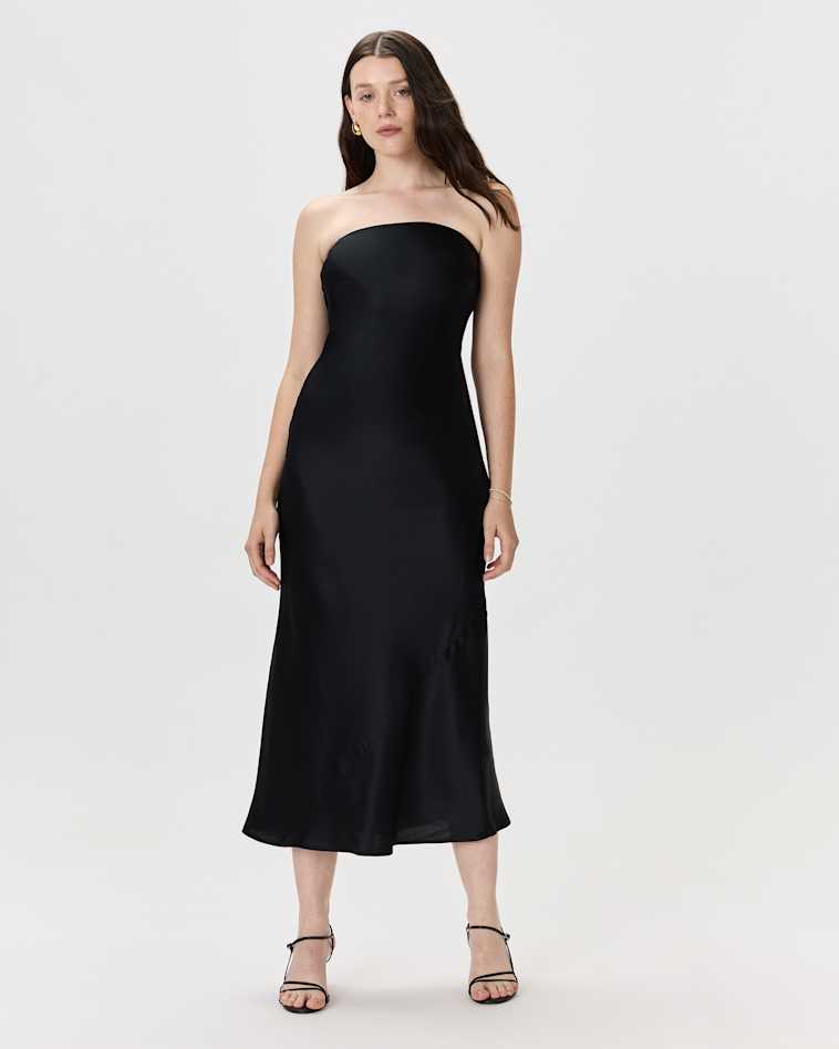 Quince Women's Cutout Midi Slip Dress, Black, Size XL, 100% Washable Mulberry Silk, Hypo-allergenic, Thermoregulating Quince Women's Cutout Midi Slip Dress, Black, Size XL, 100% Washable Mulberry Silk, Hypo-allergenic, Thermoregulating